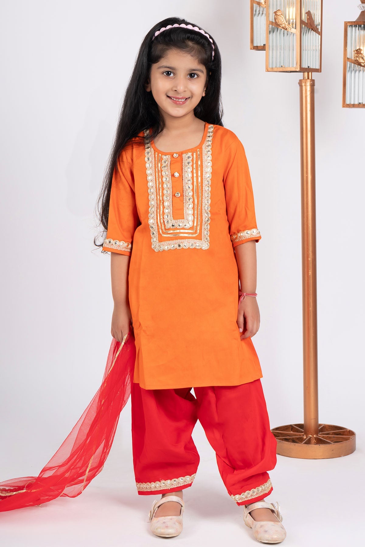 Buy Multicolor Embellished Kurta Set by ViYa for Girls online at ScrollnShops