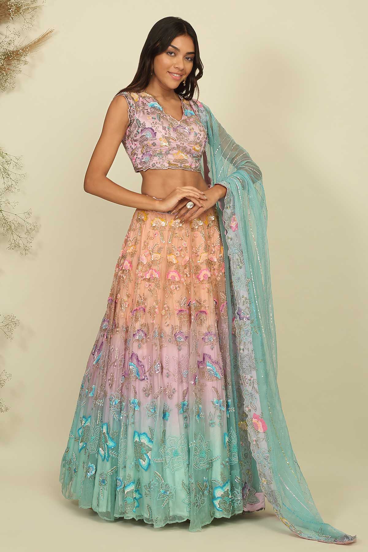 Multicolor Embellished Lehenga Set