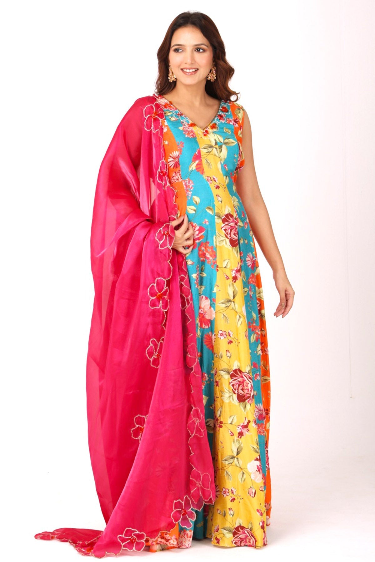 Buy Multicolor Embroidered Anarkali for women by Namita Sharma Designer online available at scrollnshops