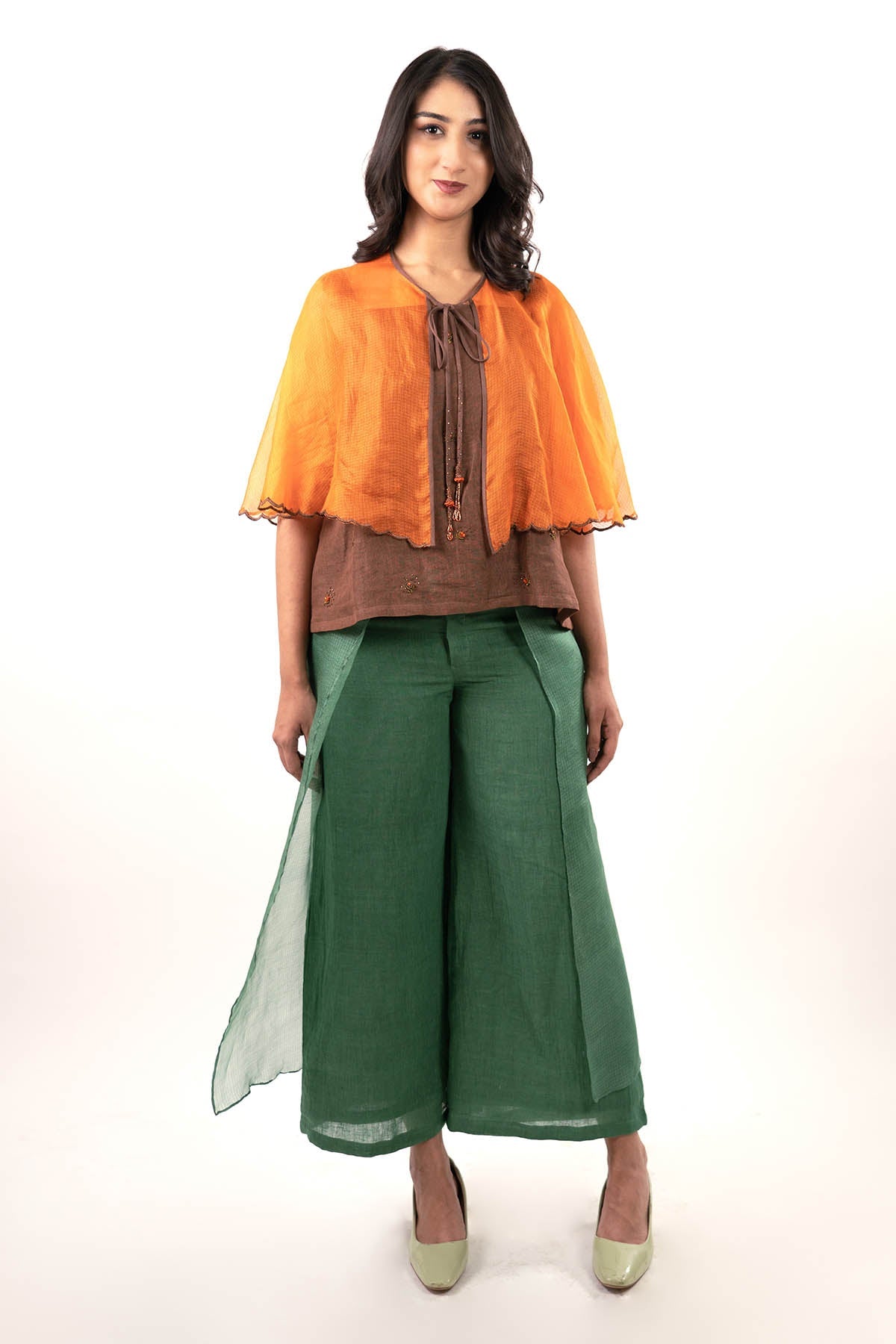 Buy Designer Multicolor Embroidered Cape Set Online