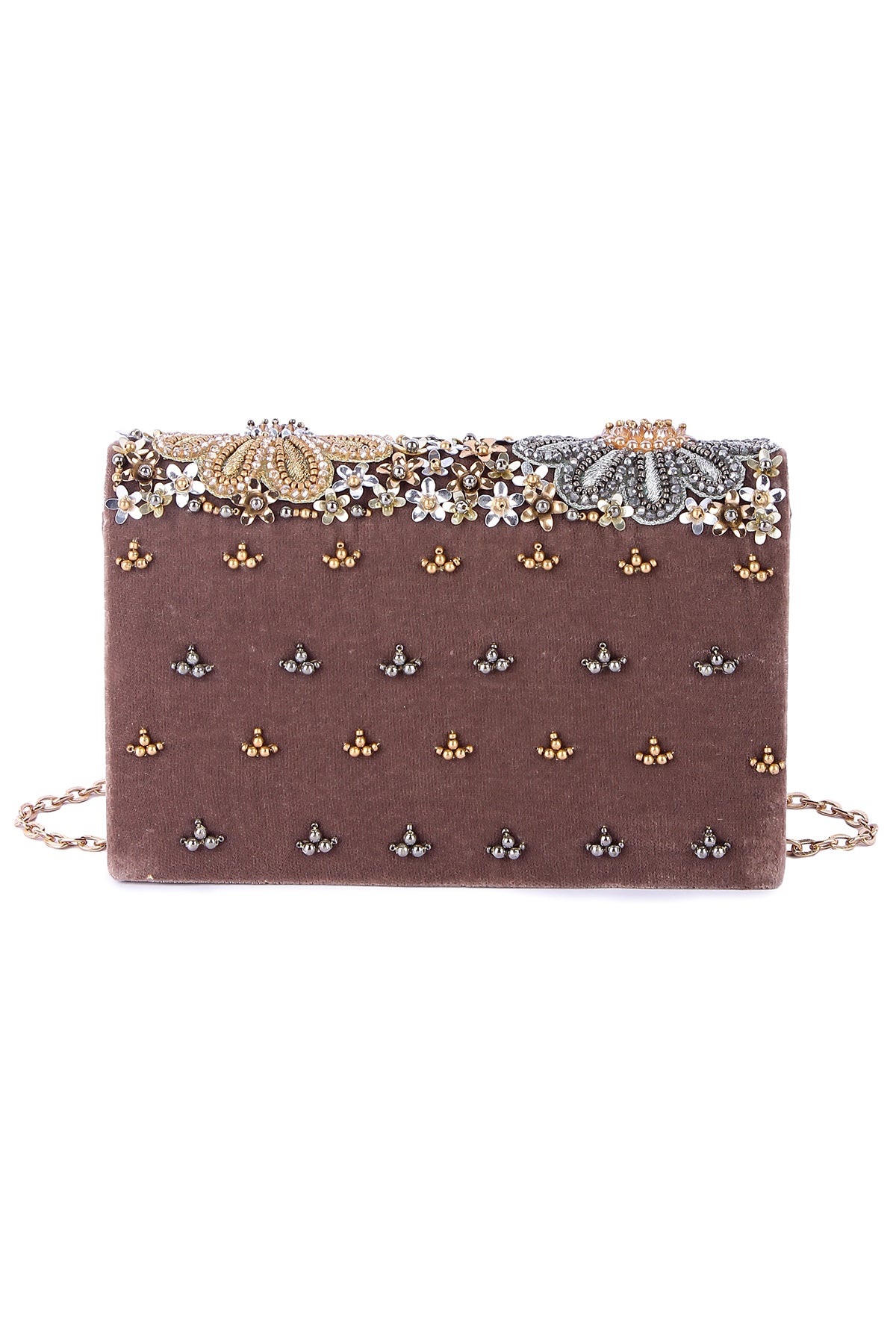 Multi Velvet Embroidered Clutch