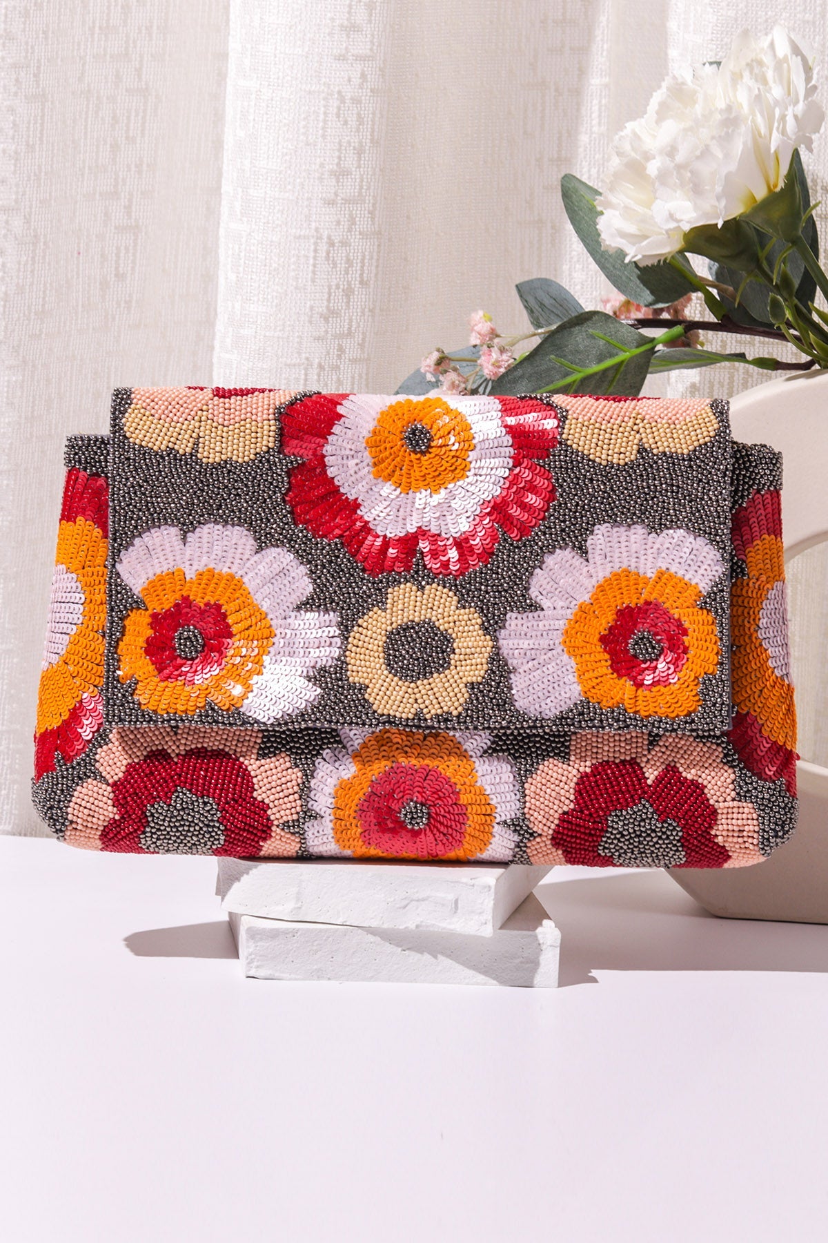 Buy Multicolor Embroidered Clutch for women by the Purple sack online available at scrollnshops