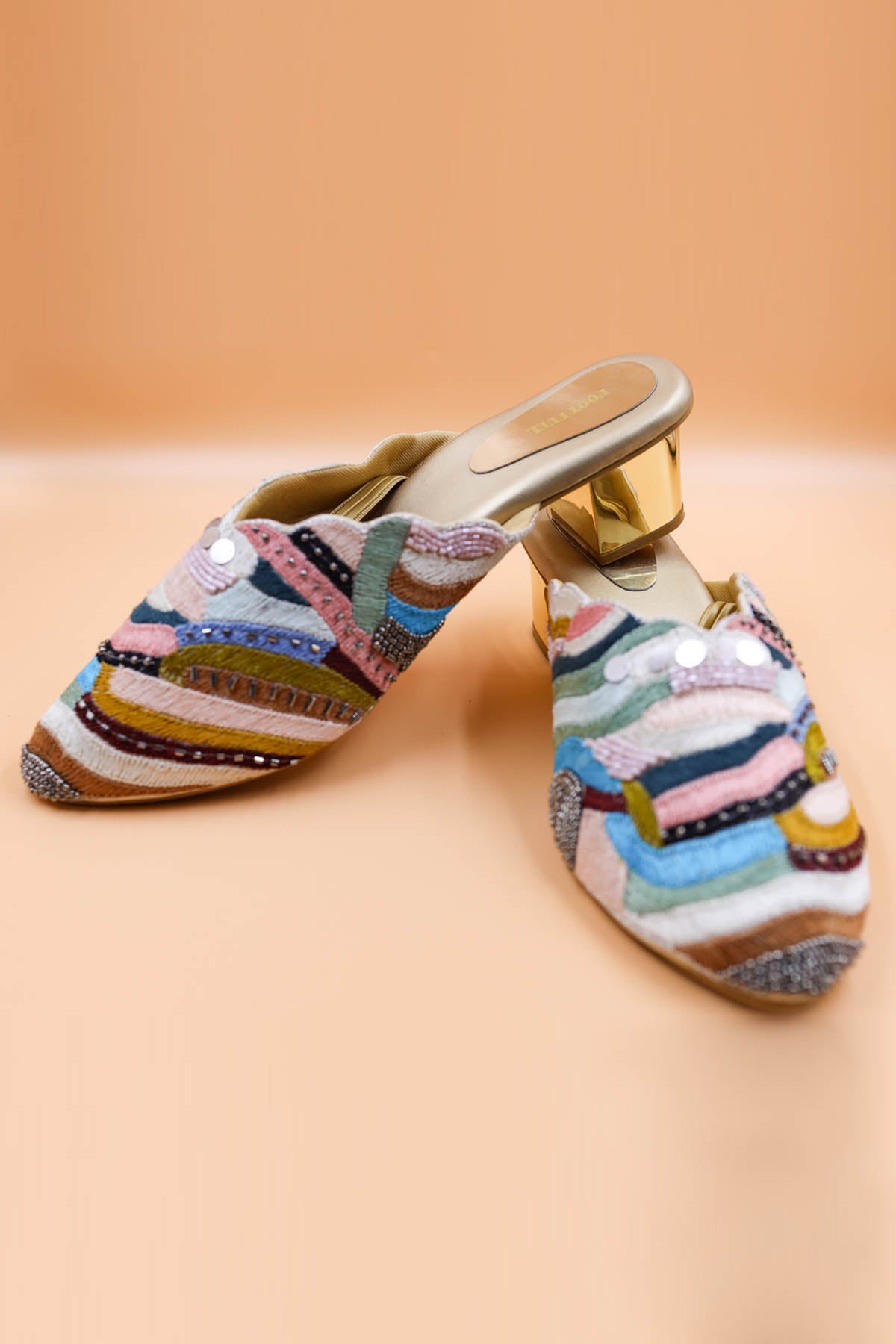 Multicolor Embroidered Mules