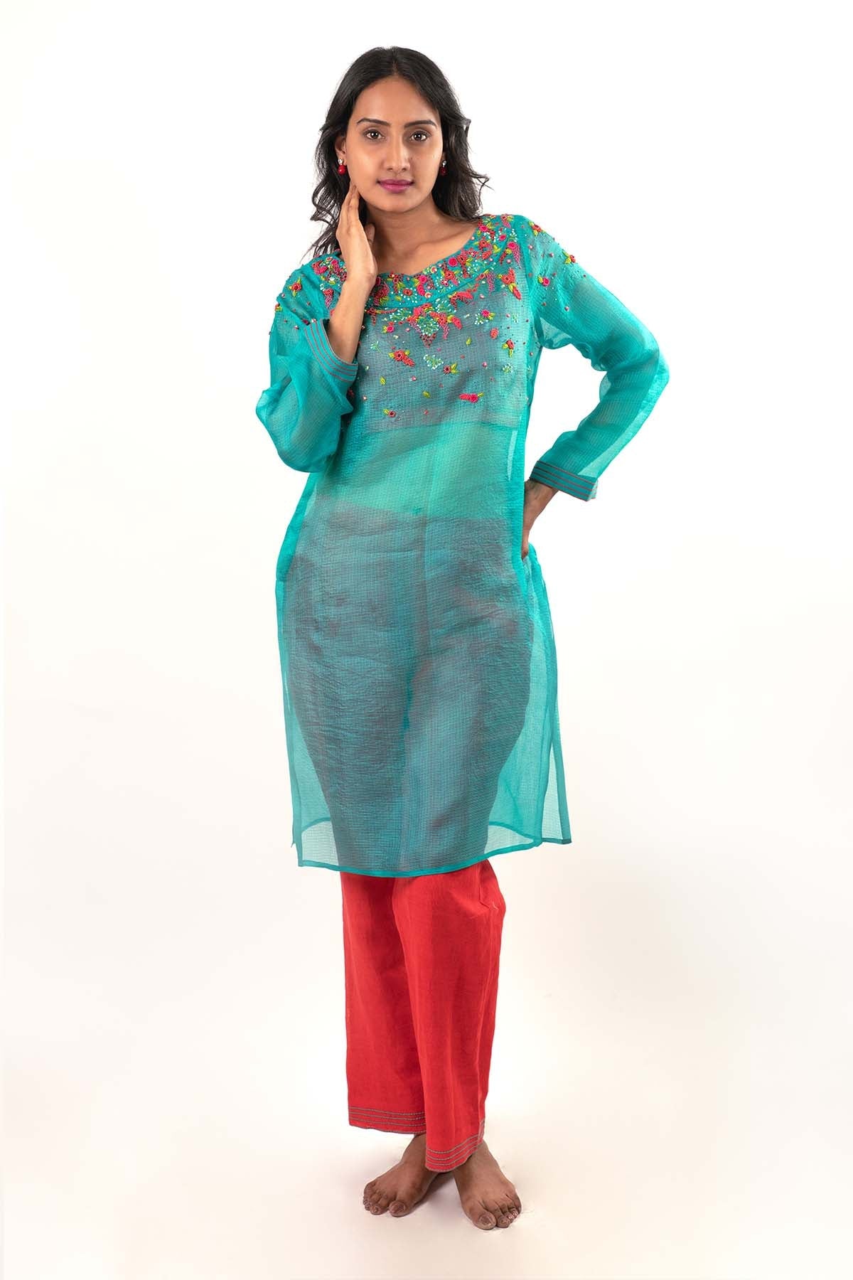 Buy Designer Multicolor Embroidered Pants Set Online