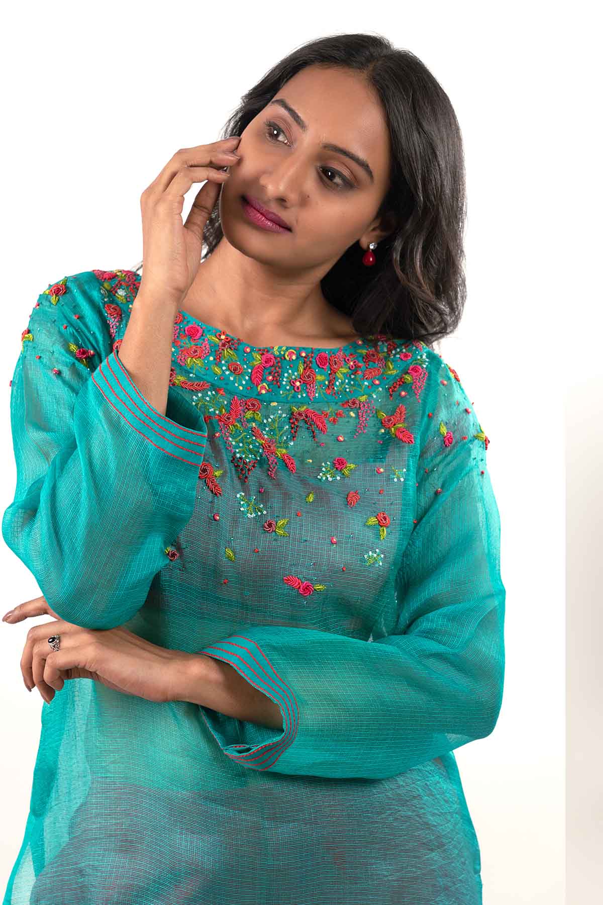 Multicolor Embroidered Pants Set