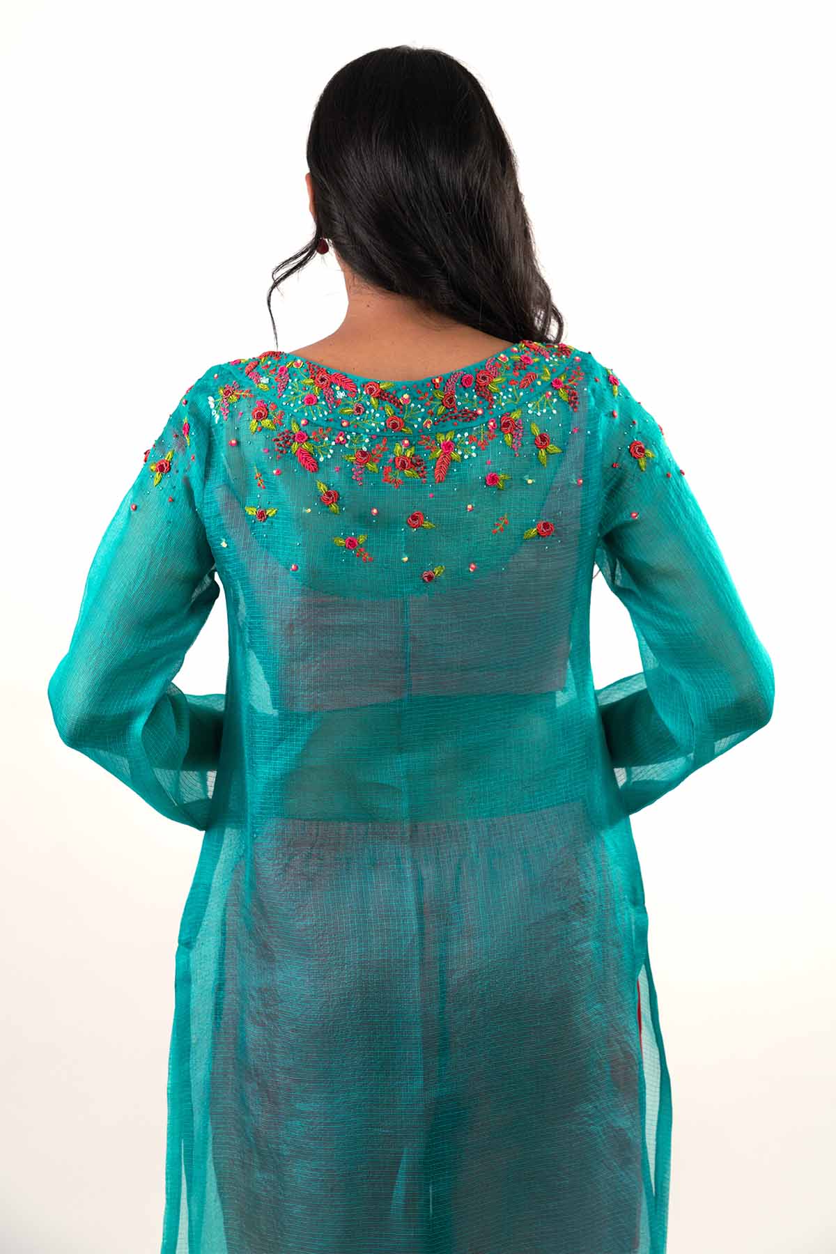 Multicolor Embroidered Pants Set