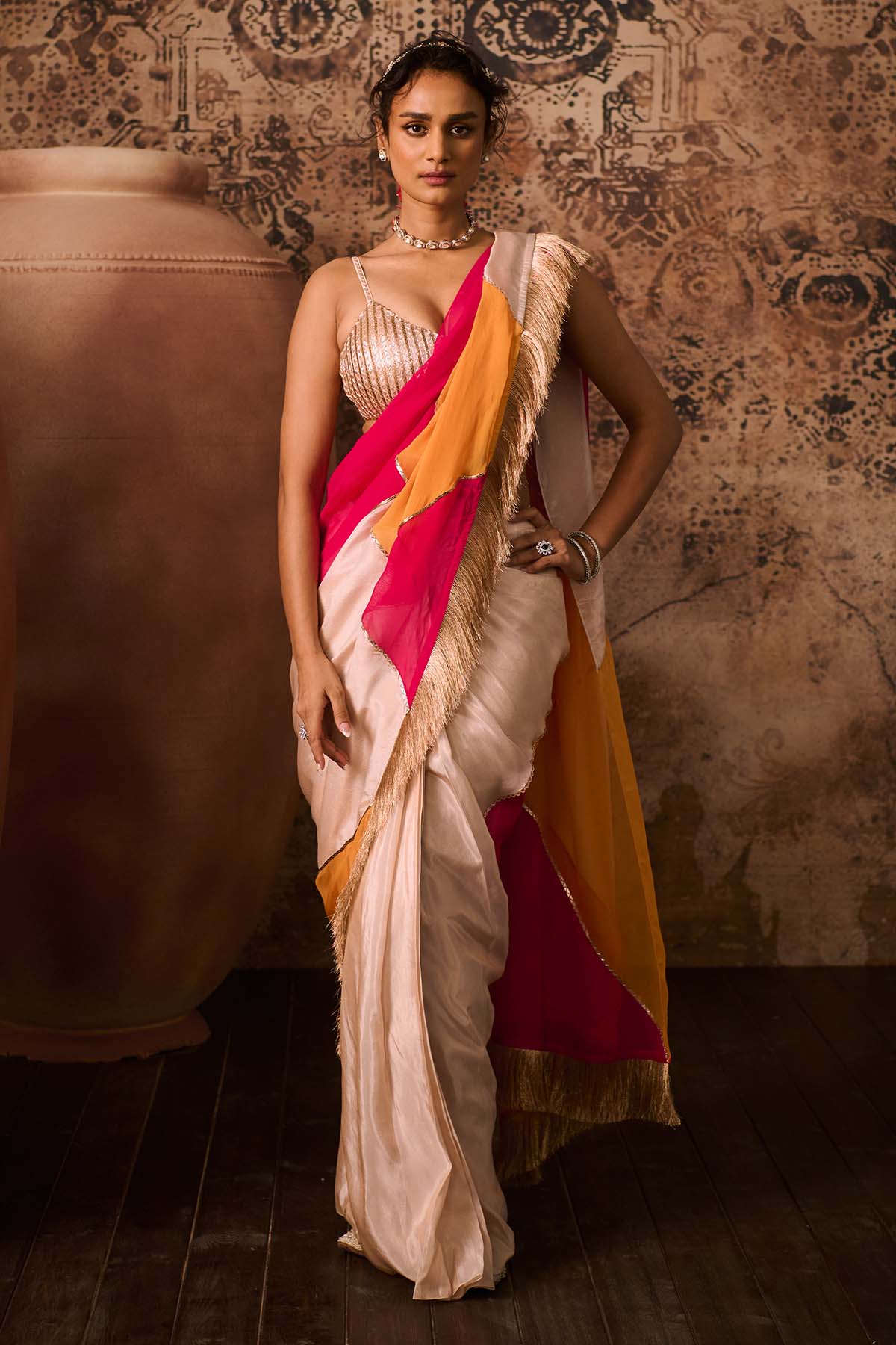 Multicolor Embroidered Saree