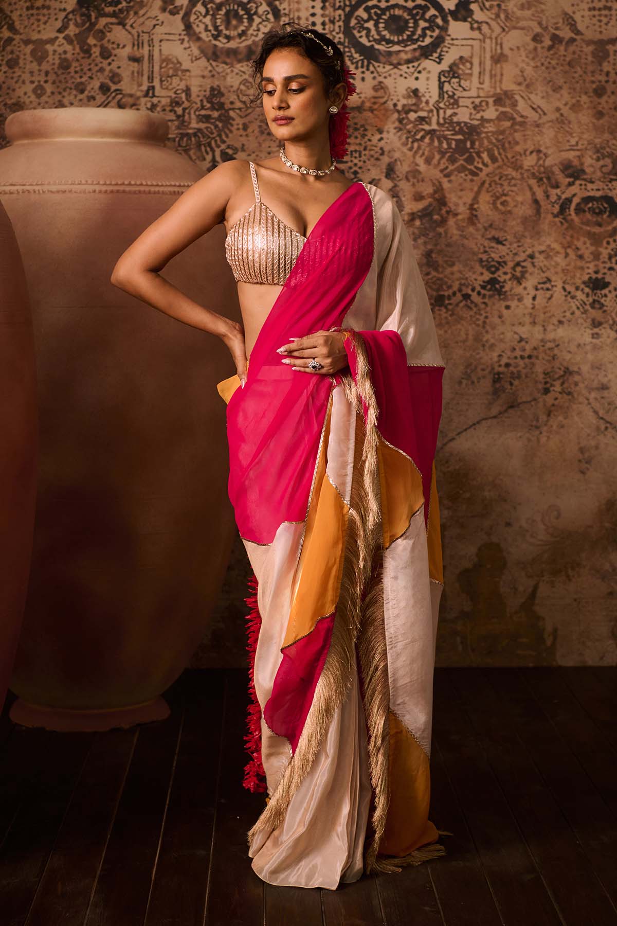 Buy Multicolor Embroidered Saree by Masumi Mewawalla for women online at ScrollnShops