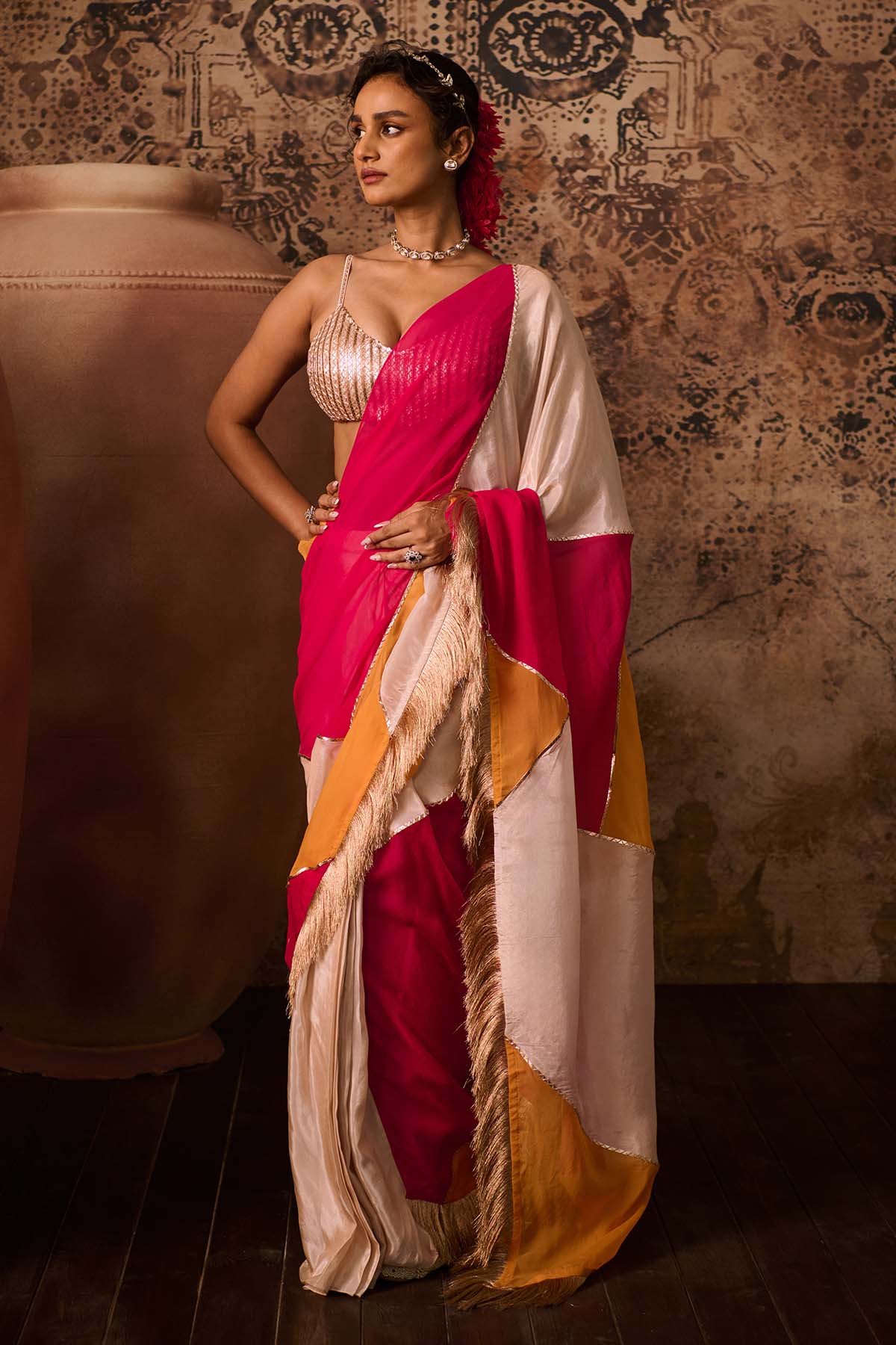 Multicolor Embroidered Saree