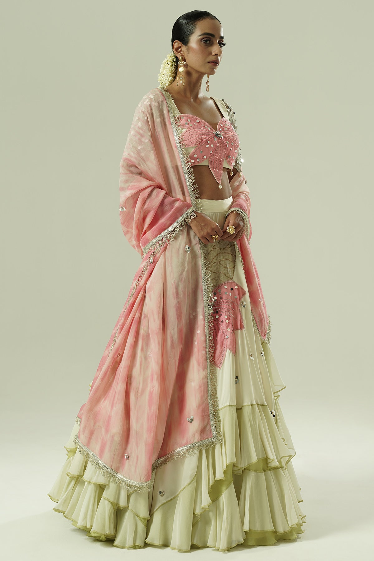 Multicolor Flared Lehenga Set