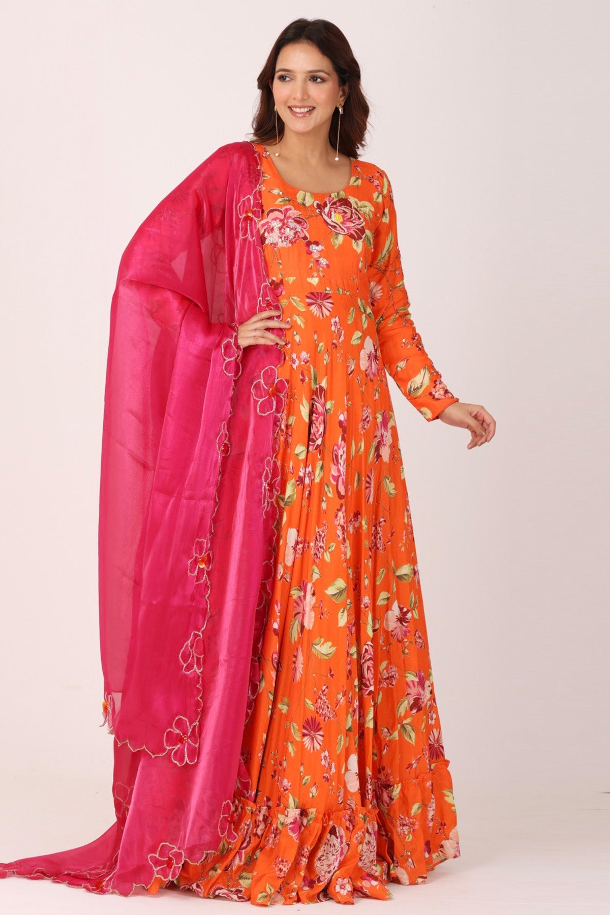 Buy Multicolor Floral Anarkali Set for women by Namita Sharma Designer online available at scrollnshops