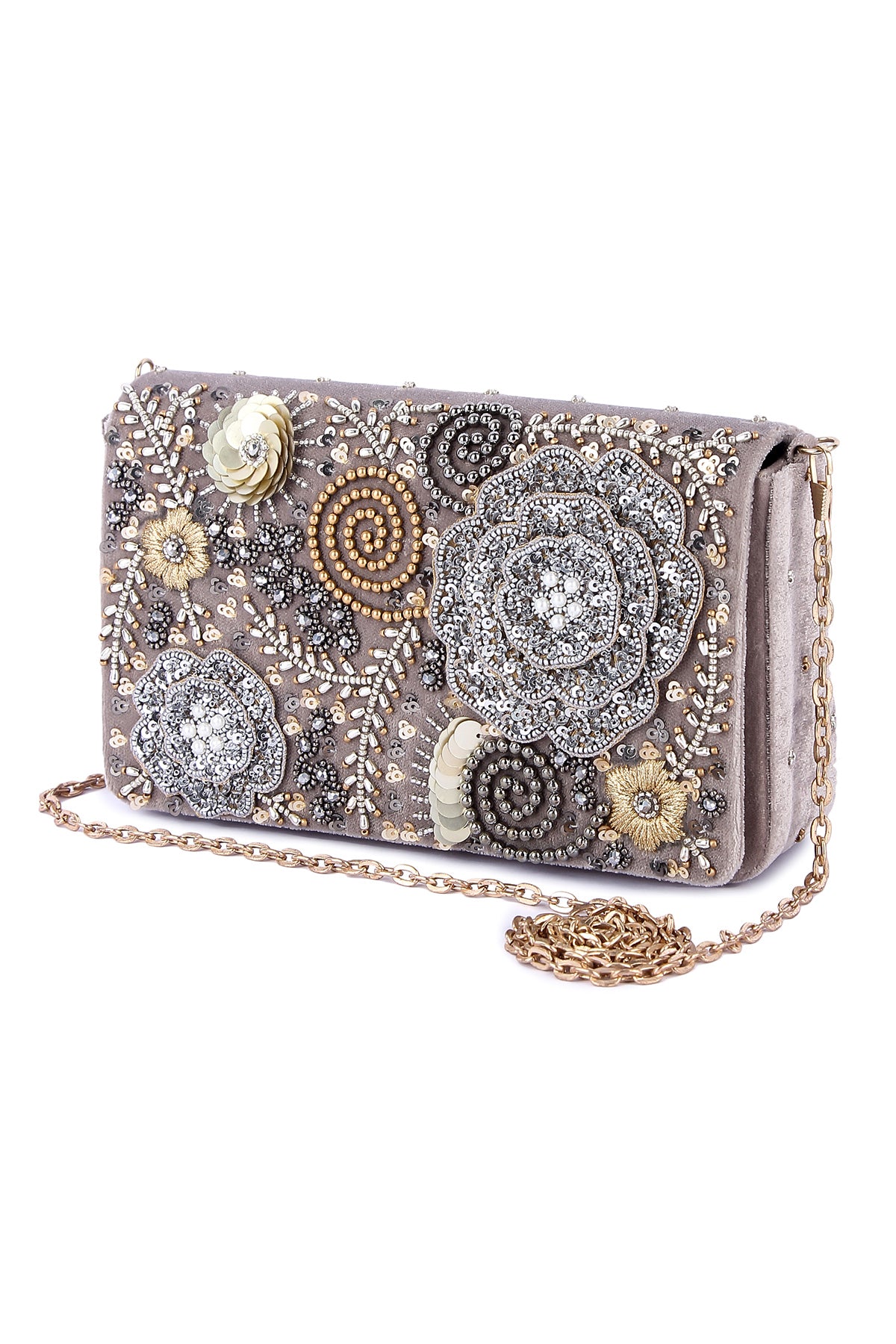 Multicolor Floral Beads Clutch