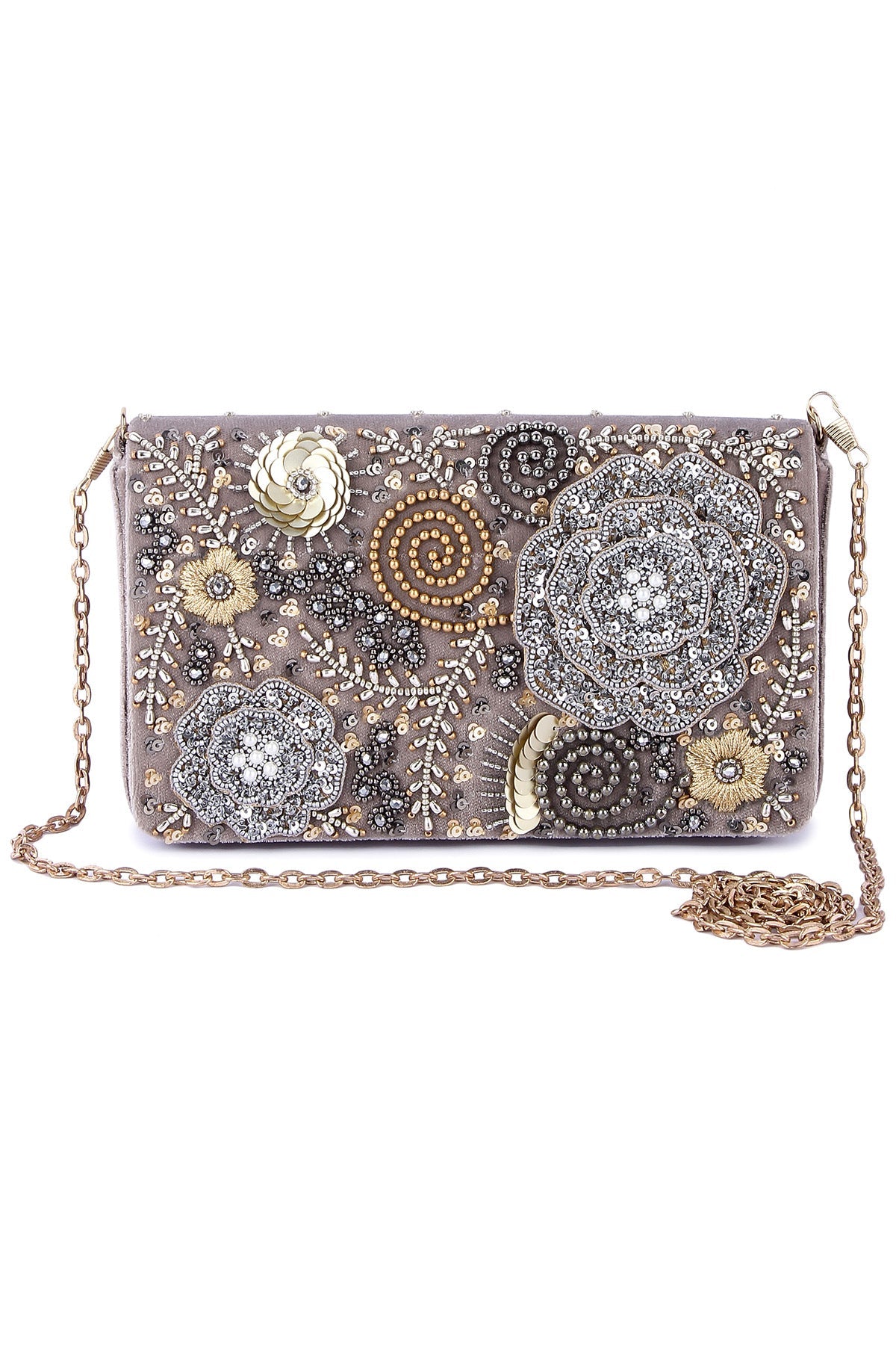 Buy Multicolor Floral Beads Clutch for women by the Purple sack online available at scrollnshops