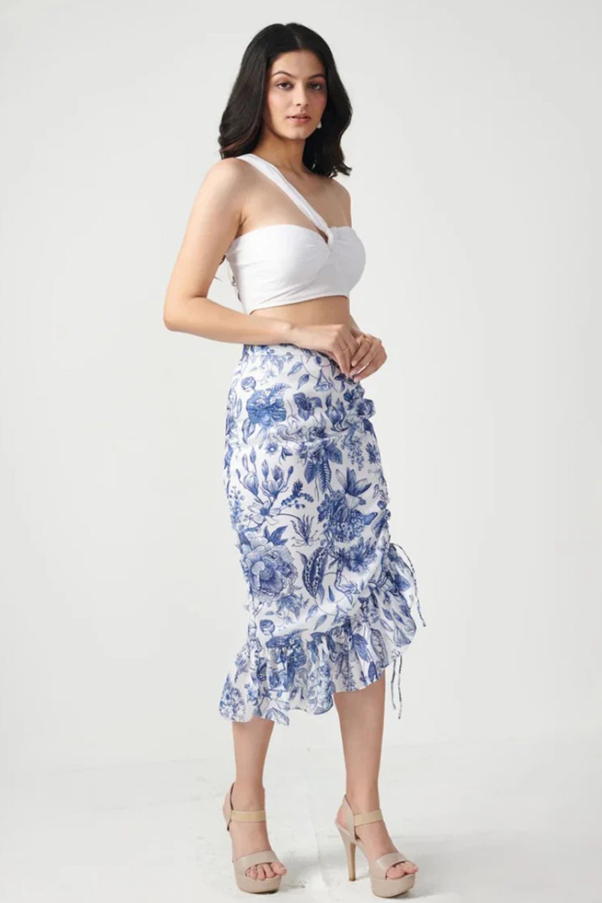 White Blue Floral Co-ord Set
