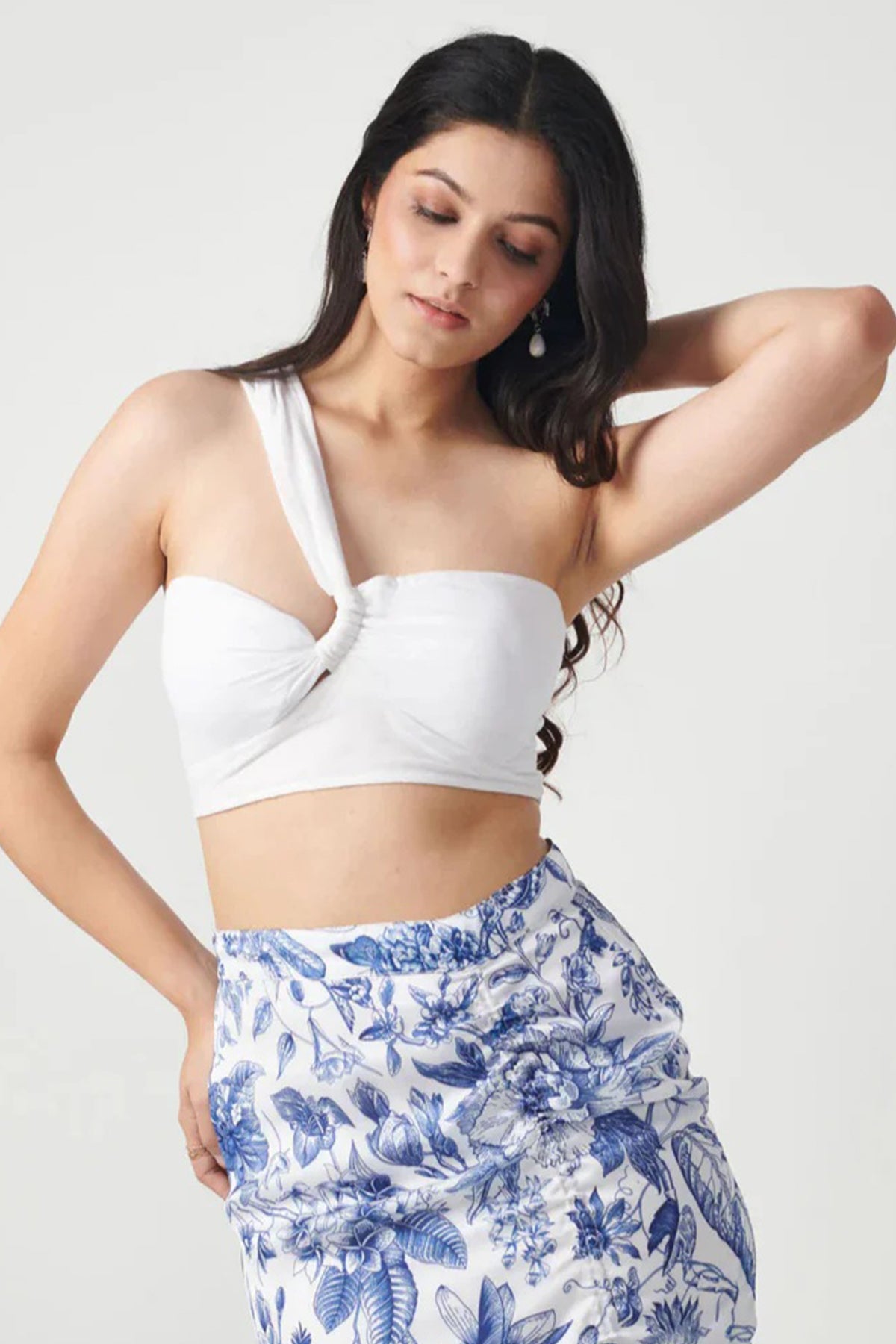 White Blue Floral Co-ord Set