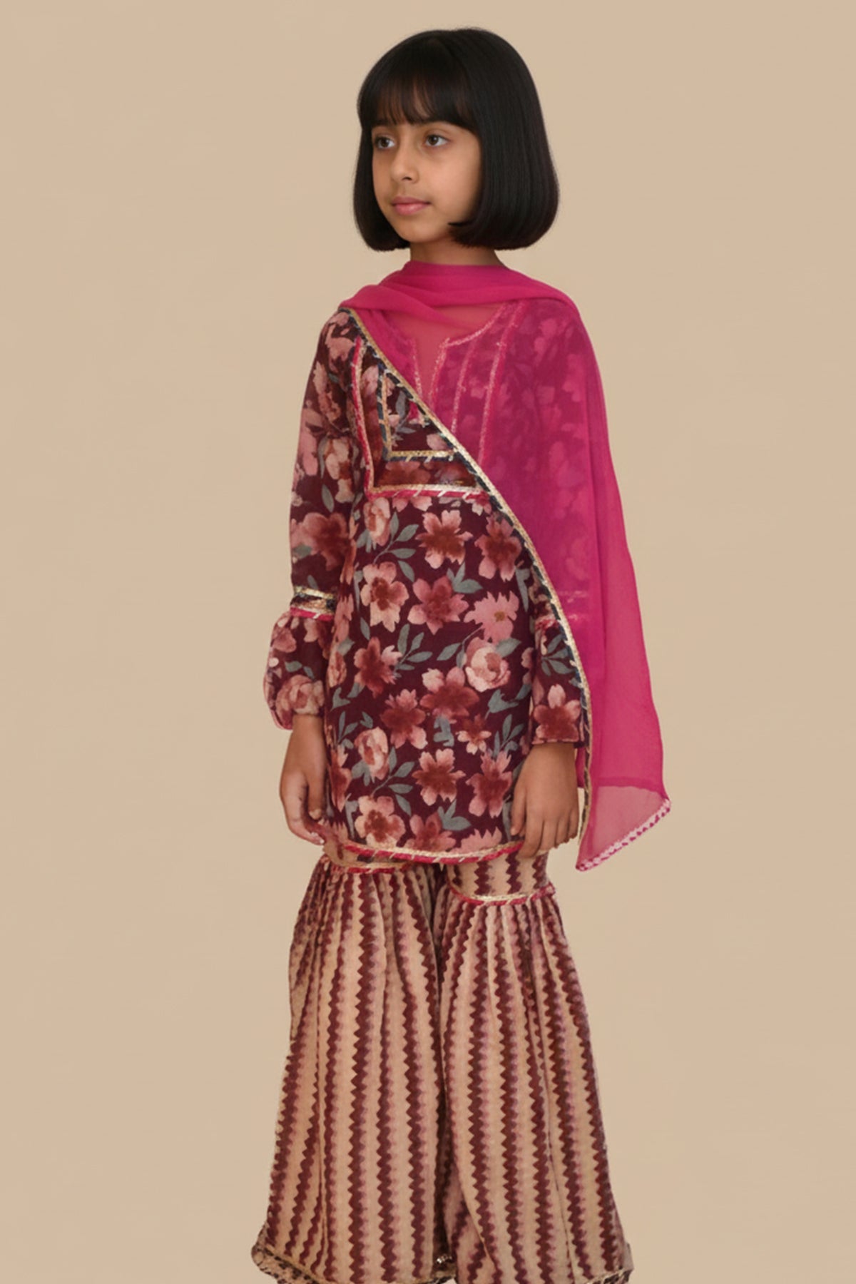 Buy Multicolor Floral Kurta & Pants for Kids by ViYa online available at scrollnshops