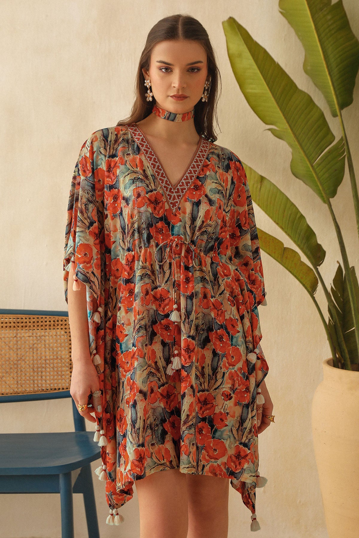 Multicolor Floral Printed Kaftan