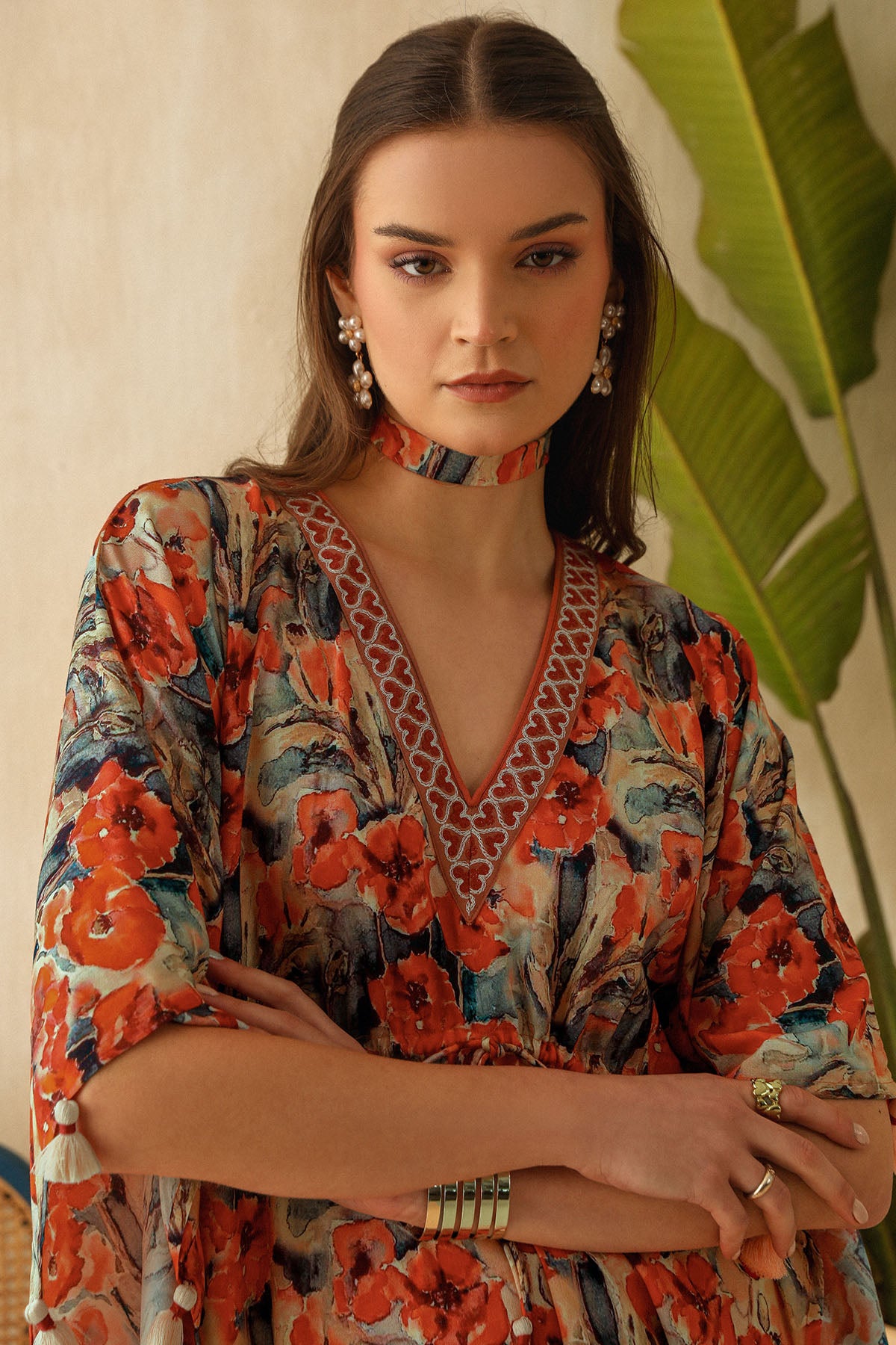 Multicolor Floral Printed Kaftan