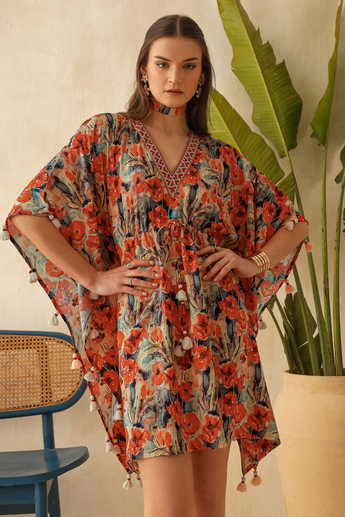 Multicolor Floral Printed Kaftan