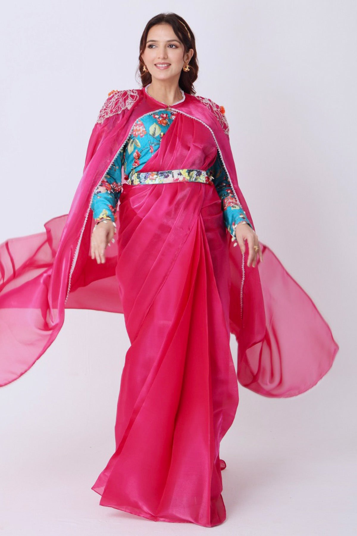 Multicolor Floral Printed Saree