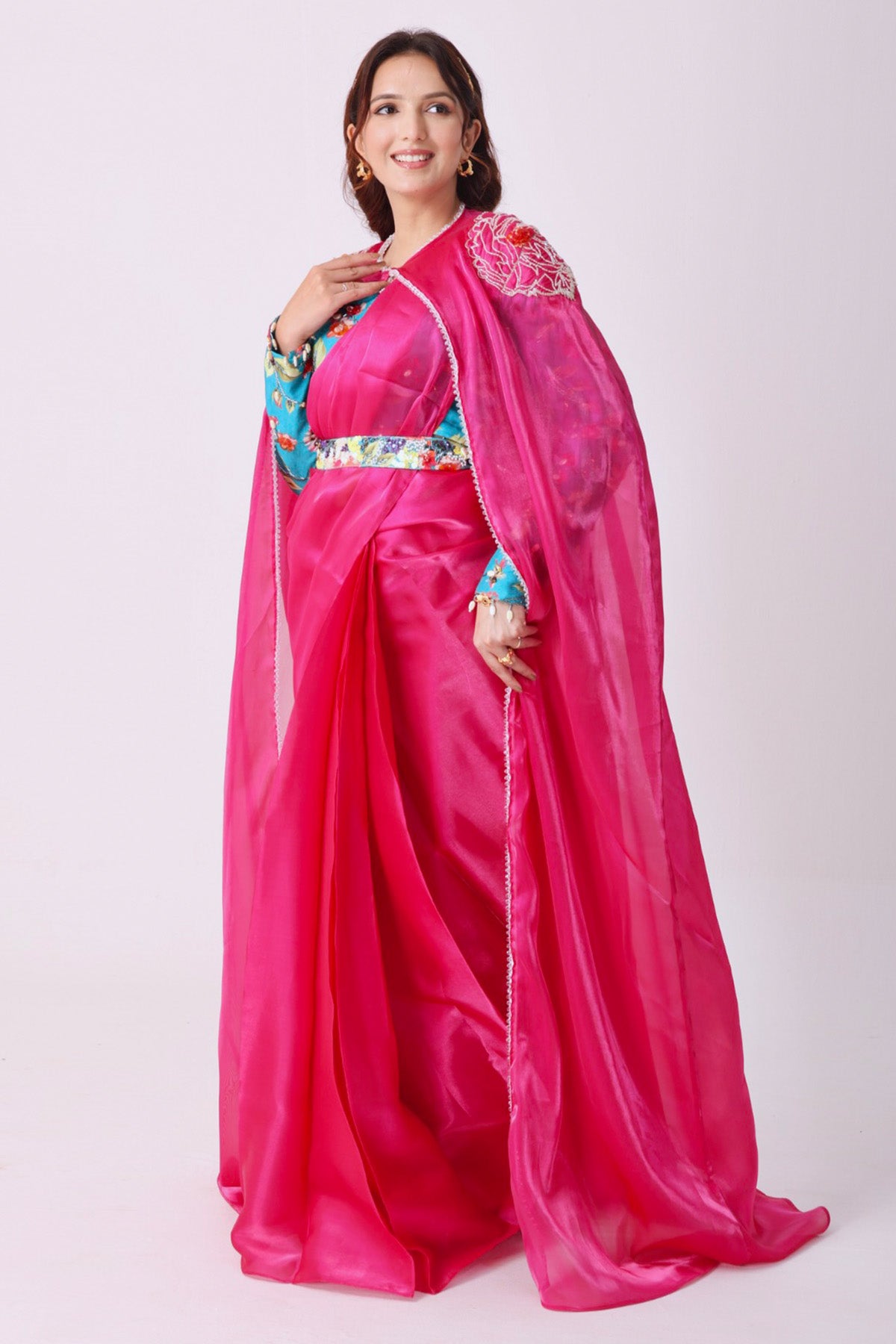 Multicolor Floral Printed Saree