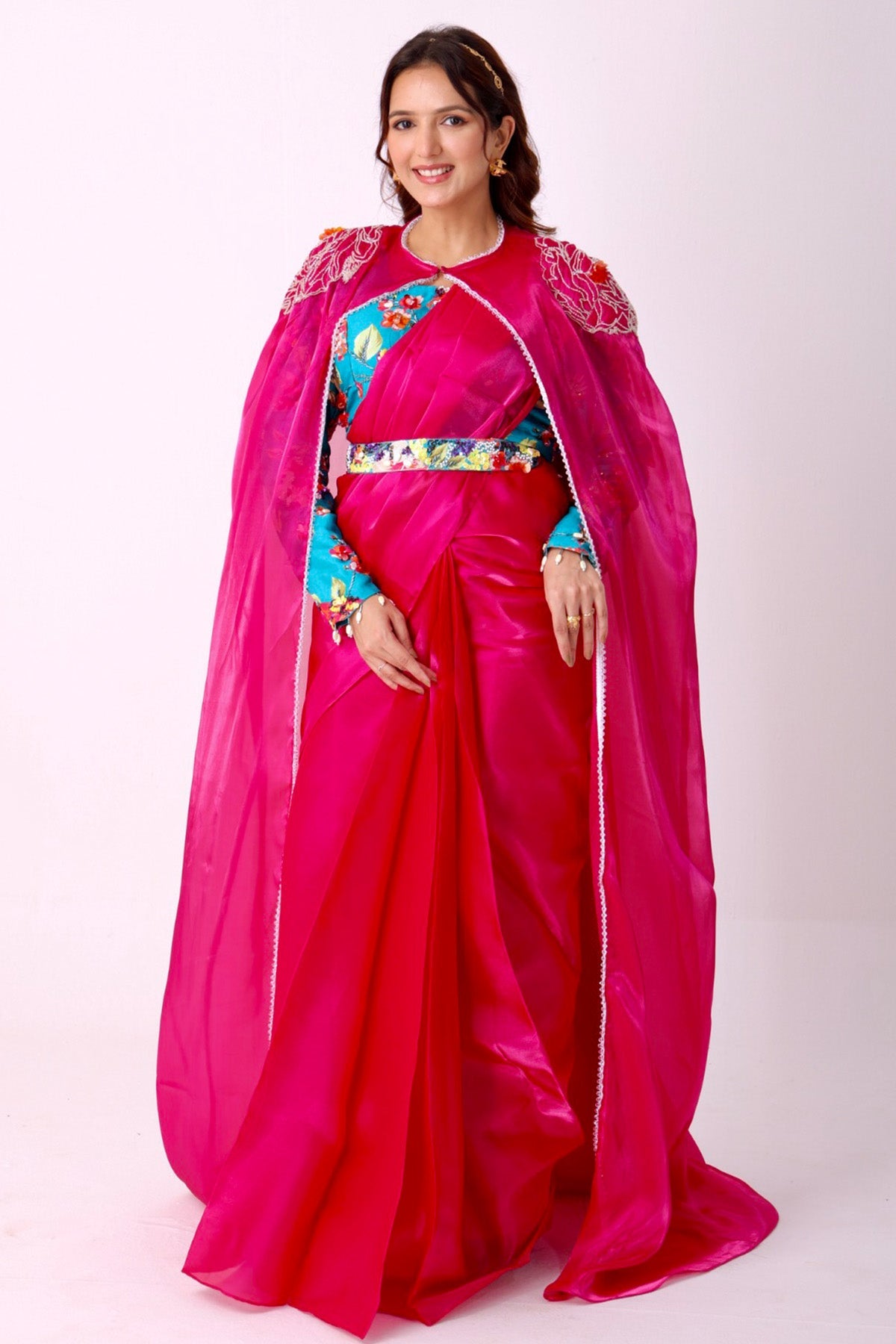 Buy Multicolor Floral Printed Saree for women by Namita Sharma Designer online available at scrollnshops