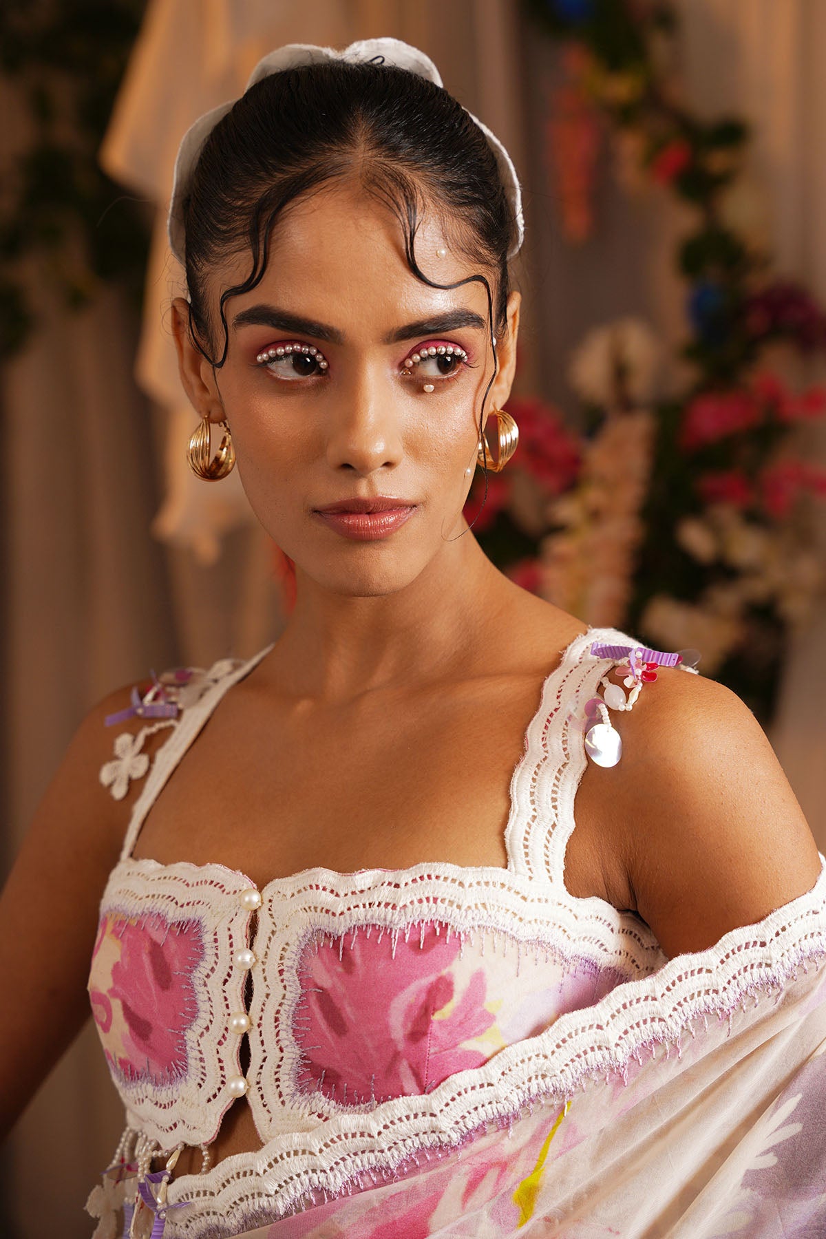 Multicolor Floral Ruffle Saree