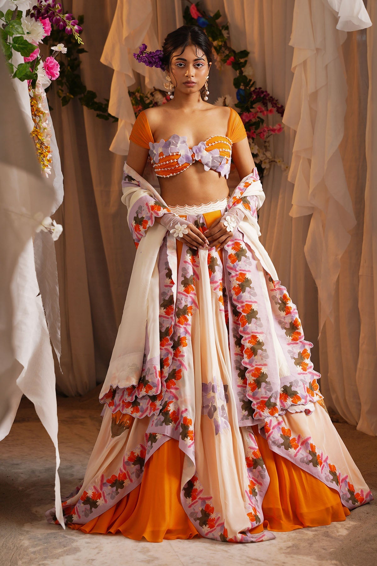 Buy Multicolor Floret Lehenga Set by Shwetanga for women online at ScrollnShops