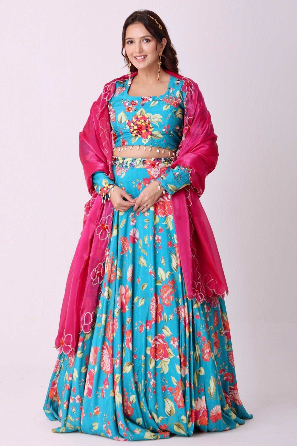 Buy Multicolor Flower Lehenga Set for women by Namita Sharma Designer online available at scrollnshops
