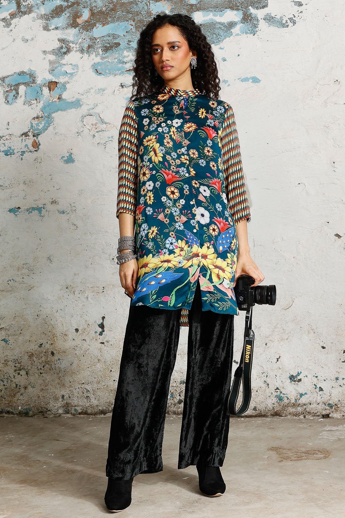 Buy Multicolor Flower Printed Shirt for women by Saksham Neharicka online available at scrollnshops