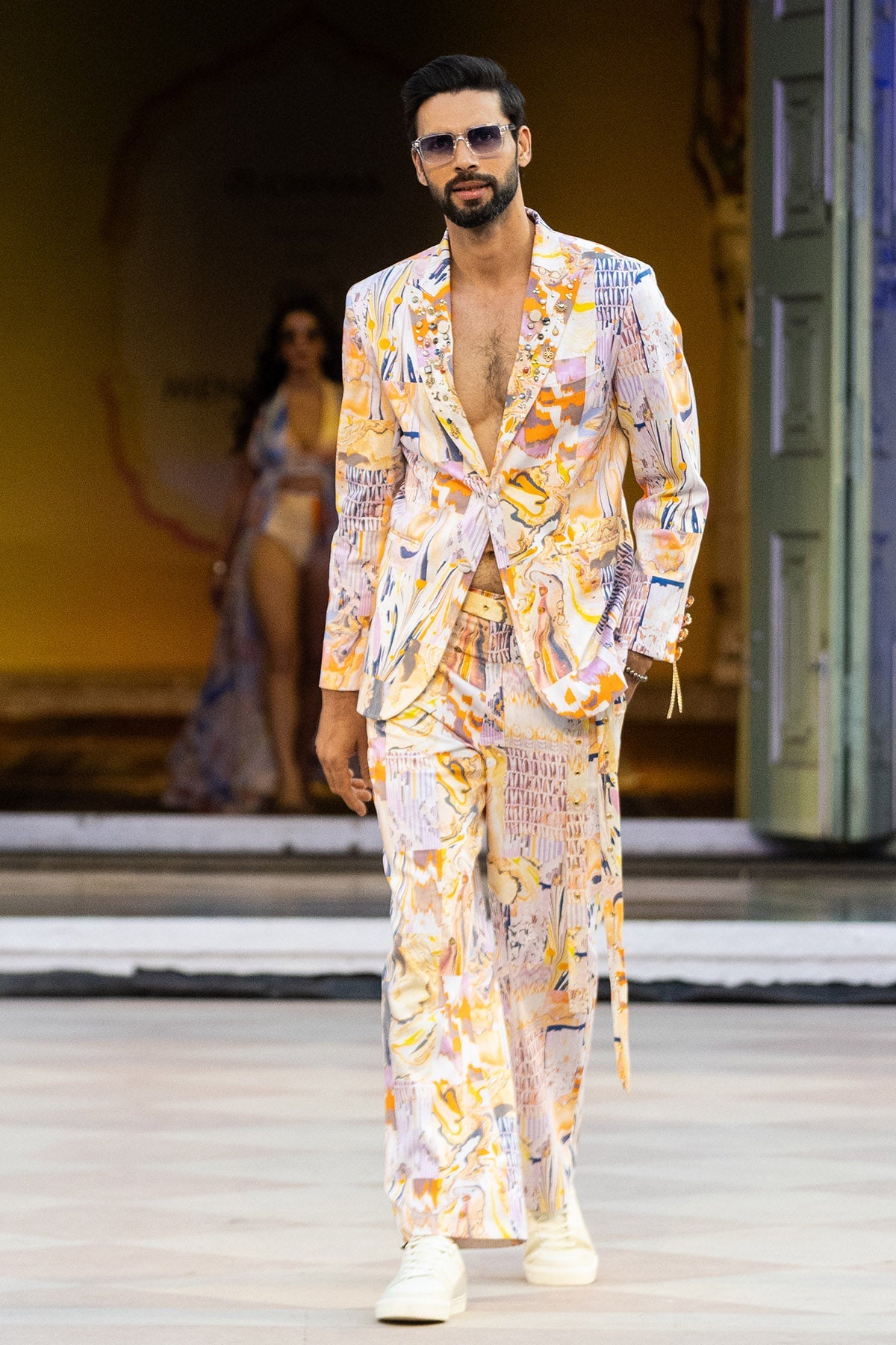 Buy Multicolor Full Sleeves Jacket by Mandira Wirk for men online at ScrollnShops