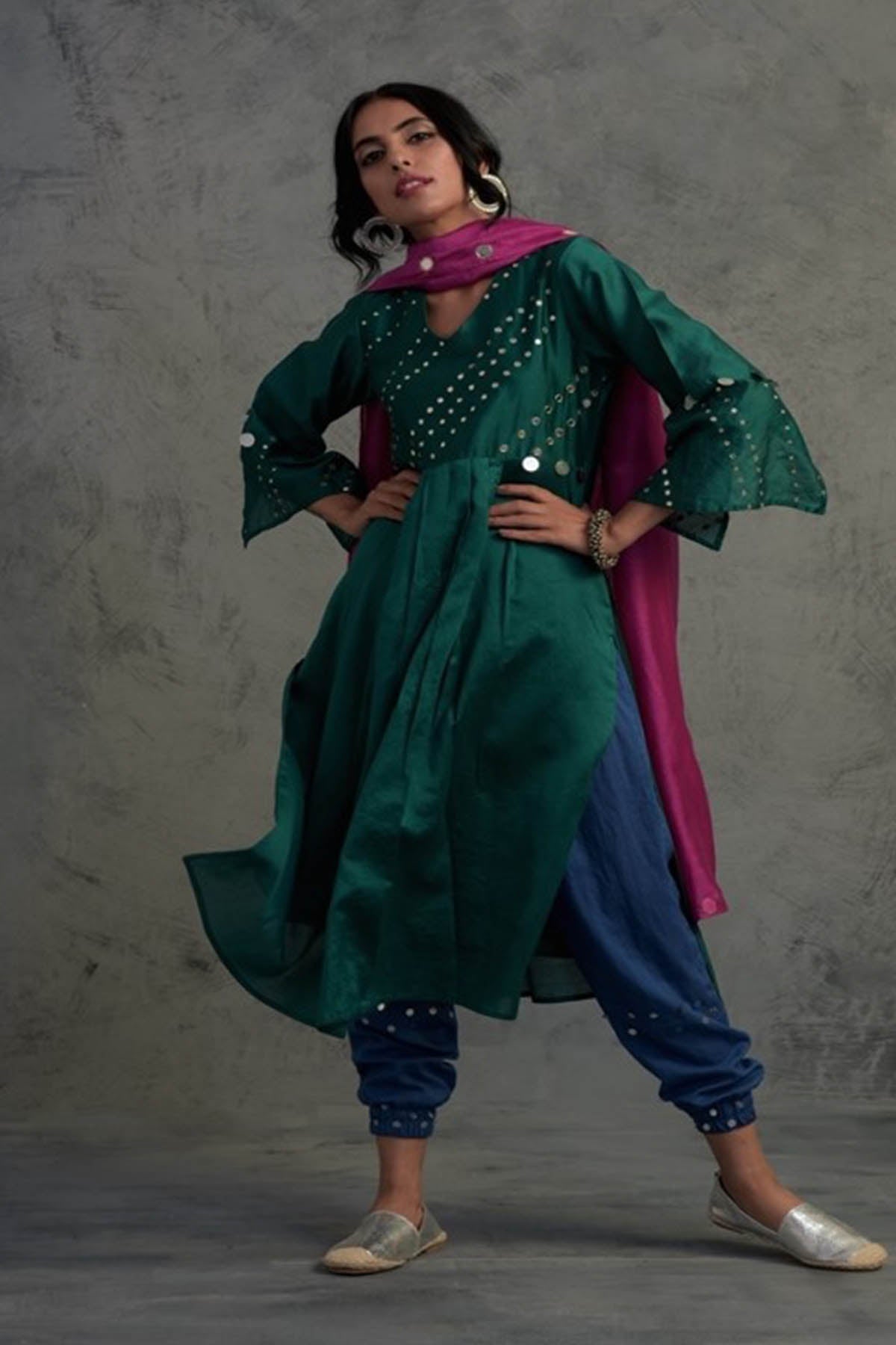 Buy Multicolor Gathered Kurta Set Online