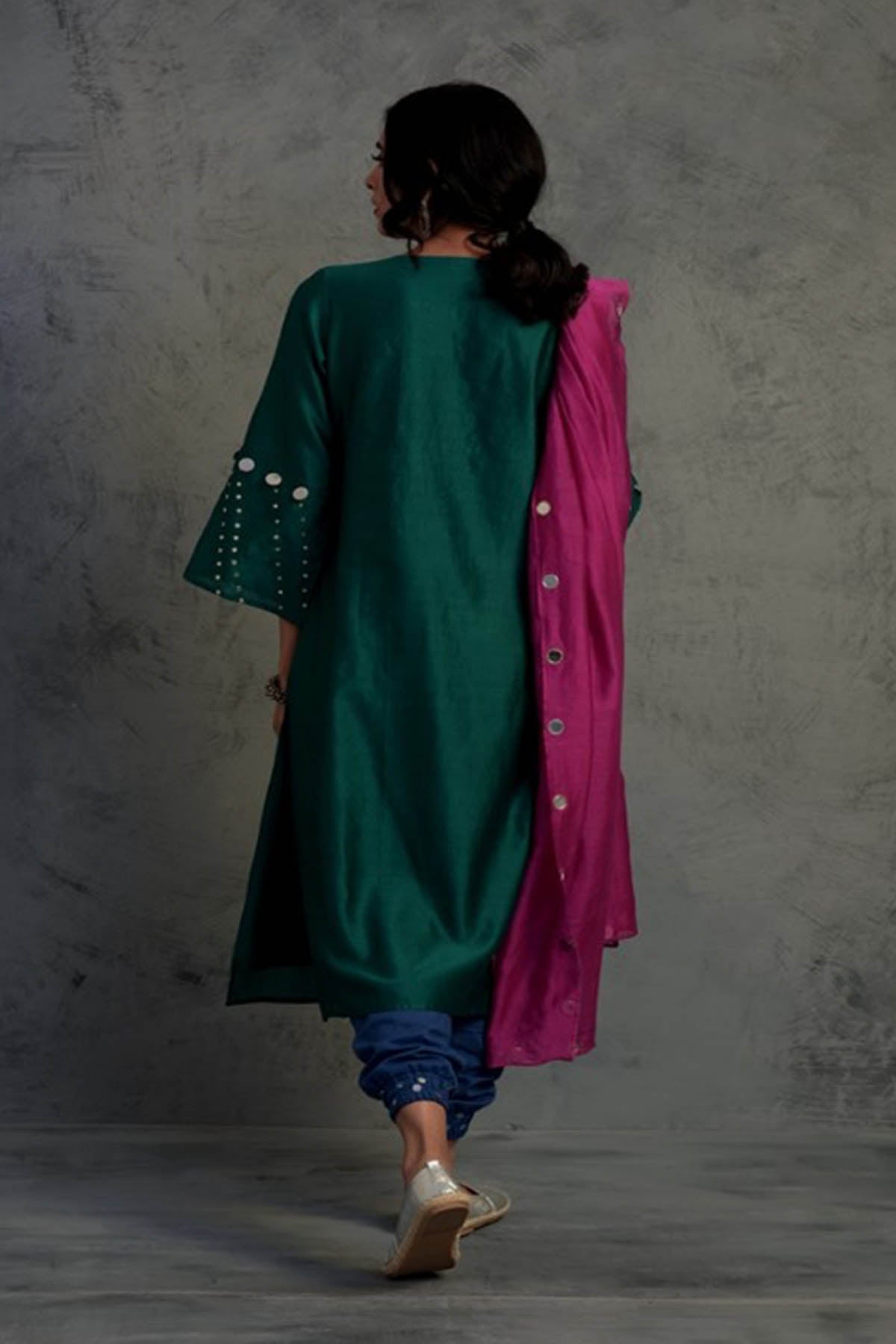 Multicolor Gathered Kurta Set