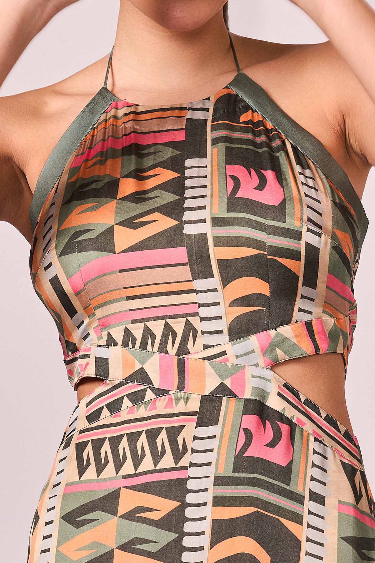 Multicolor Geometric Print Dress