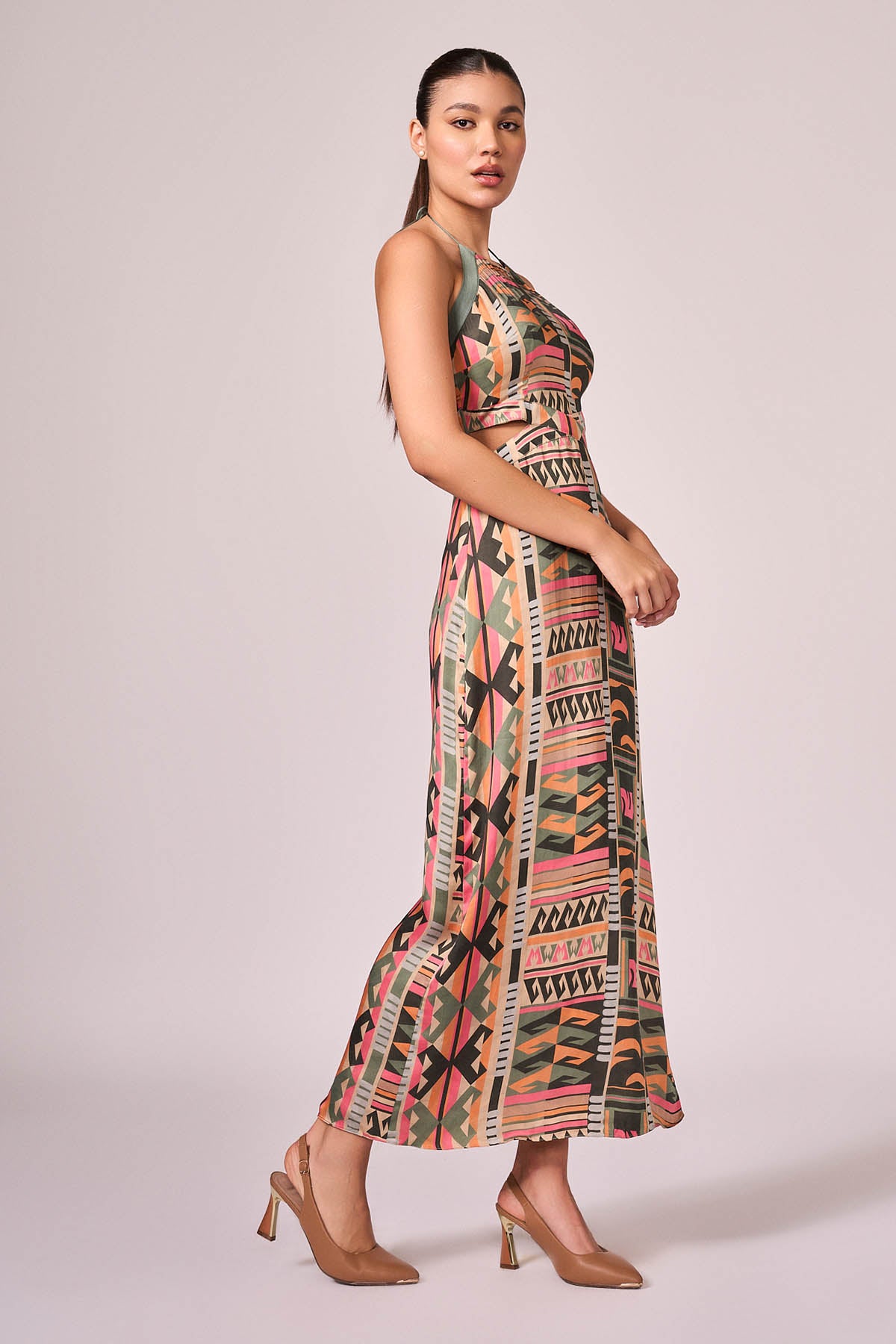 Multicolor Geometric Print Dress