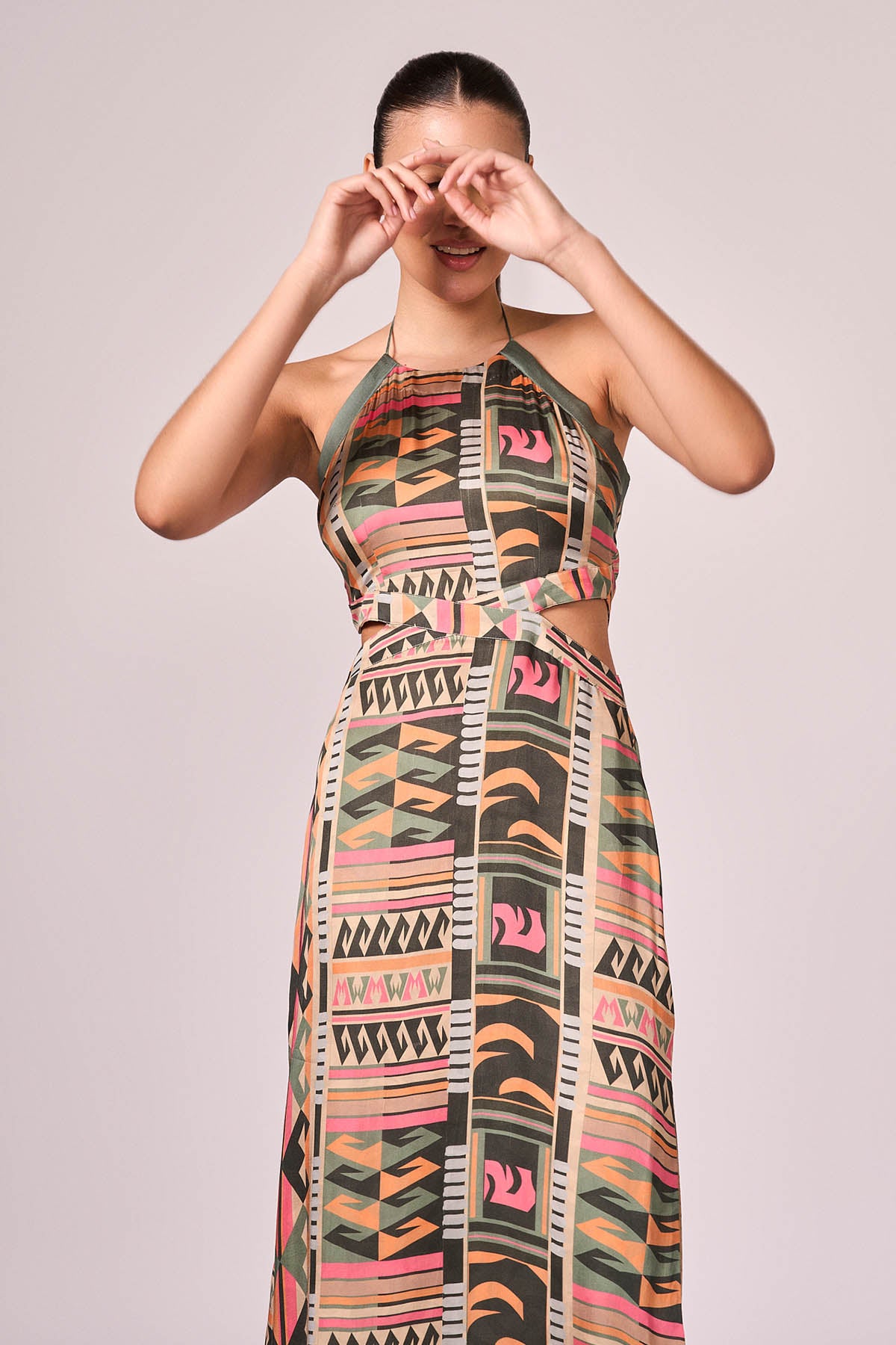 Multicolor Geometric Print Dress