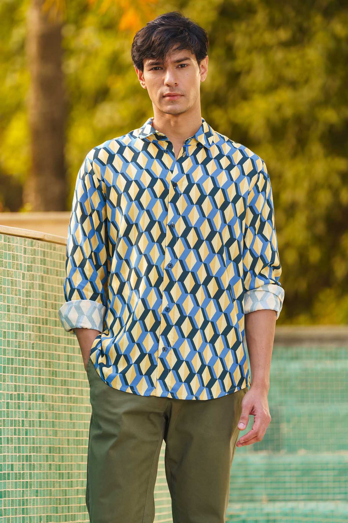 Multicolor Geometric Print Shirt