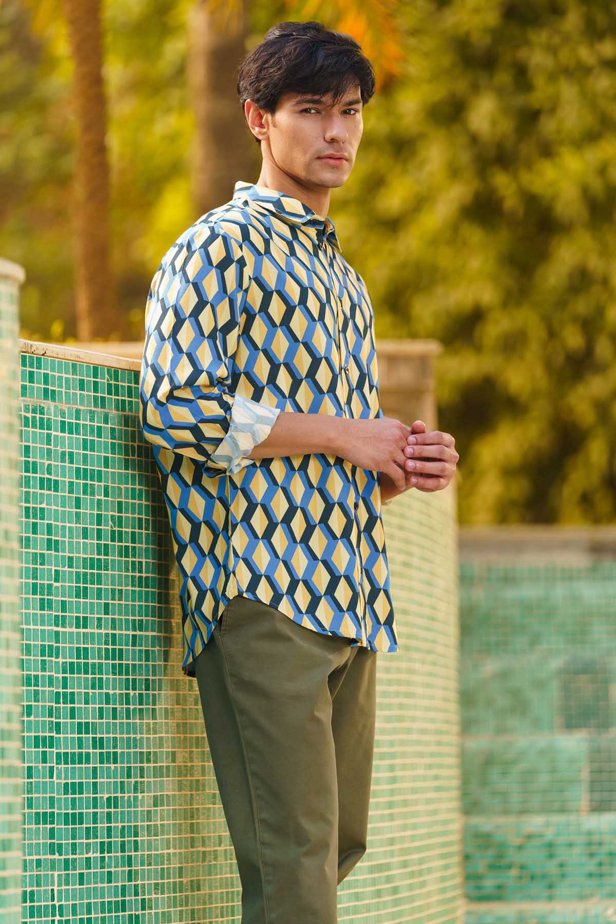 Multicolor Geometric Print Shirt