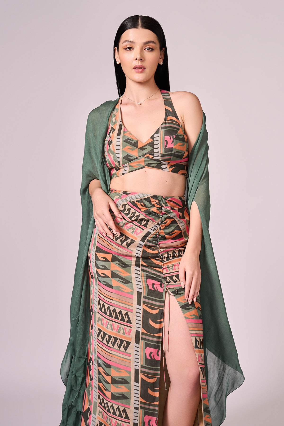 Multicolor Geometric Print Skirt