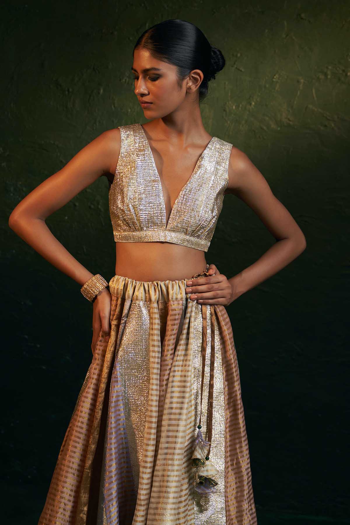 Multicolor Gota Work Lehenga Set