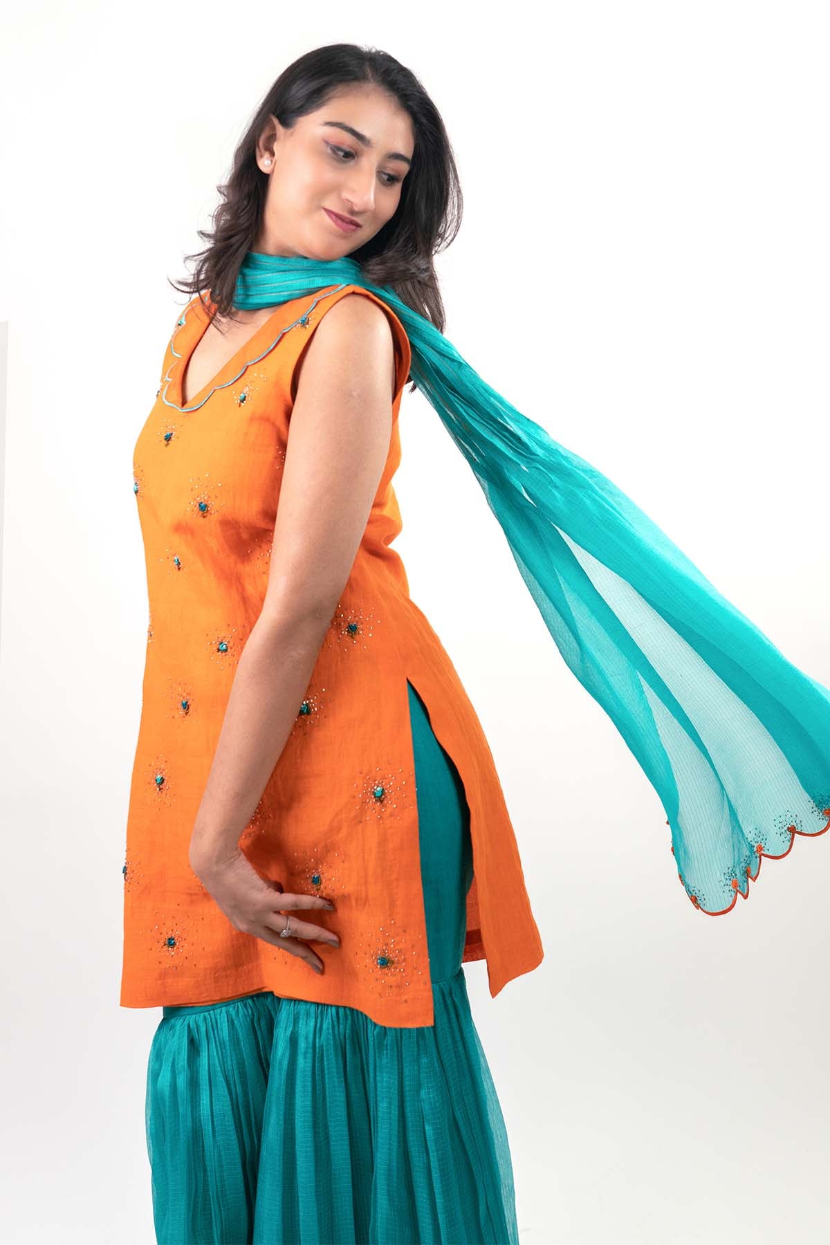 Multicolor Hand Work Kurta Set