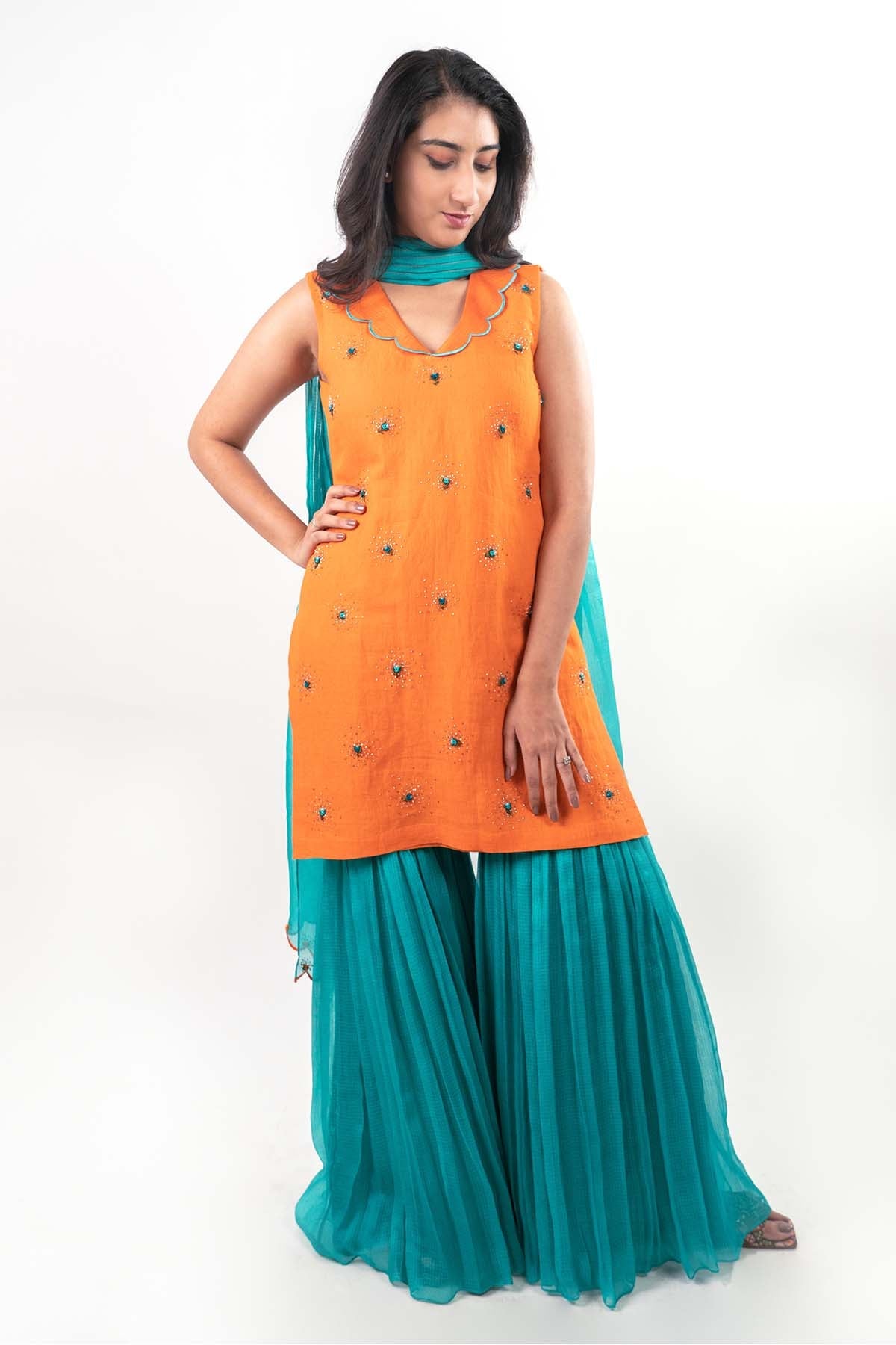 Buy Designer Multicolor Hand Work Kurta Set Online