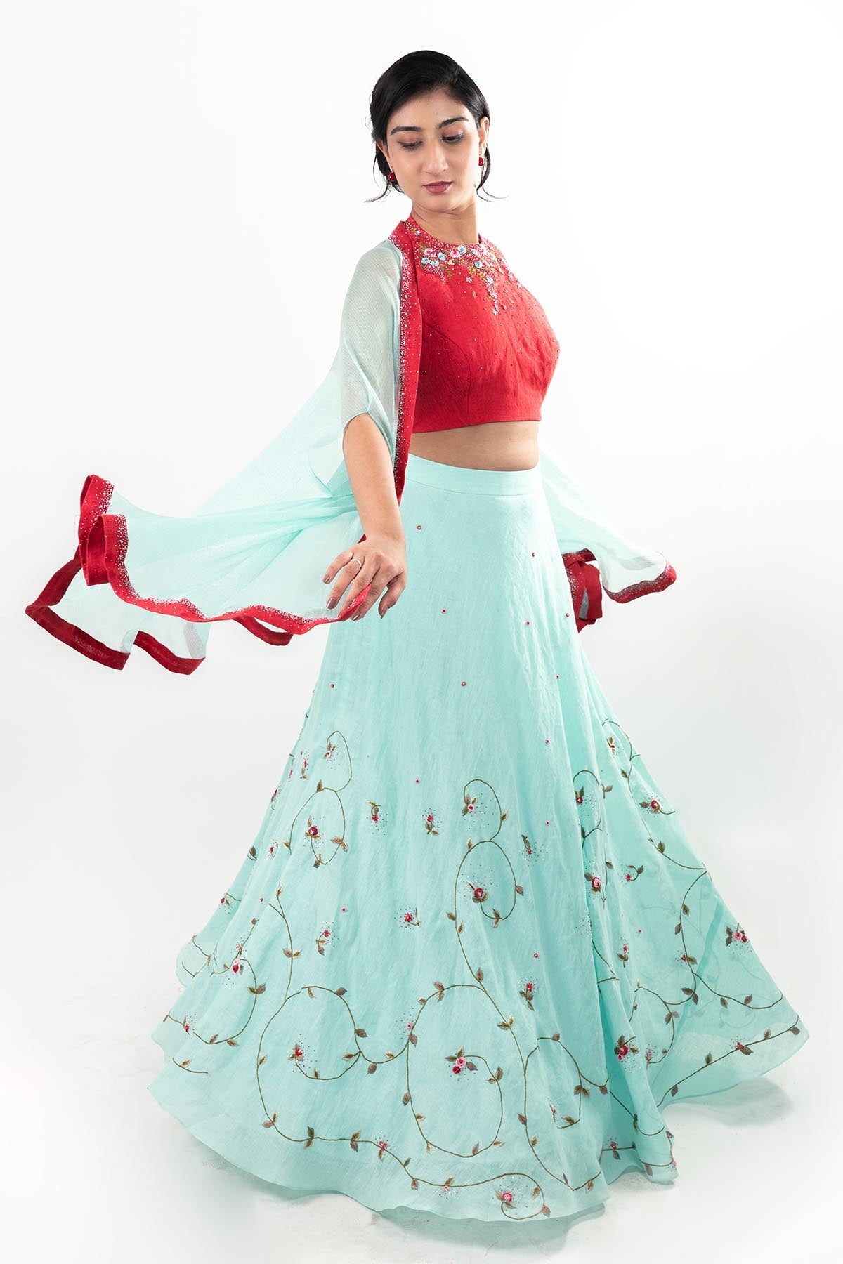 Buy Designer Multicolor Hand Work Lehenga Set Online