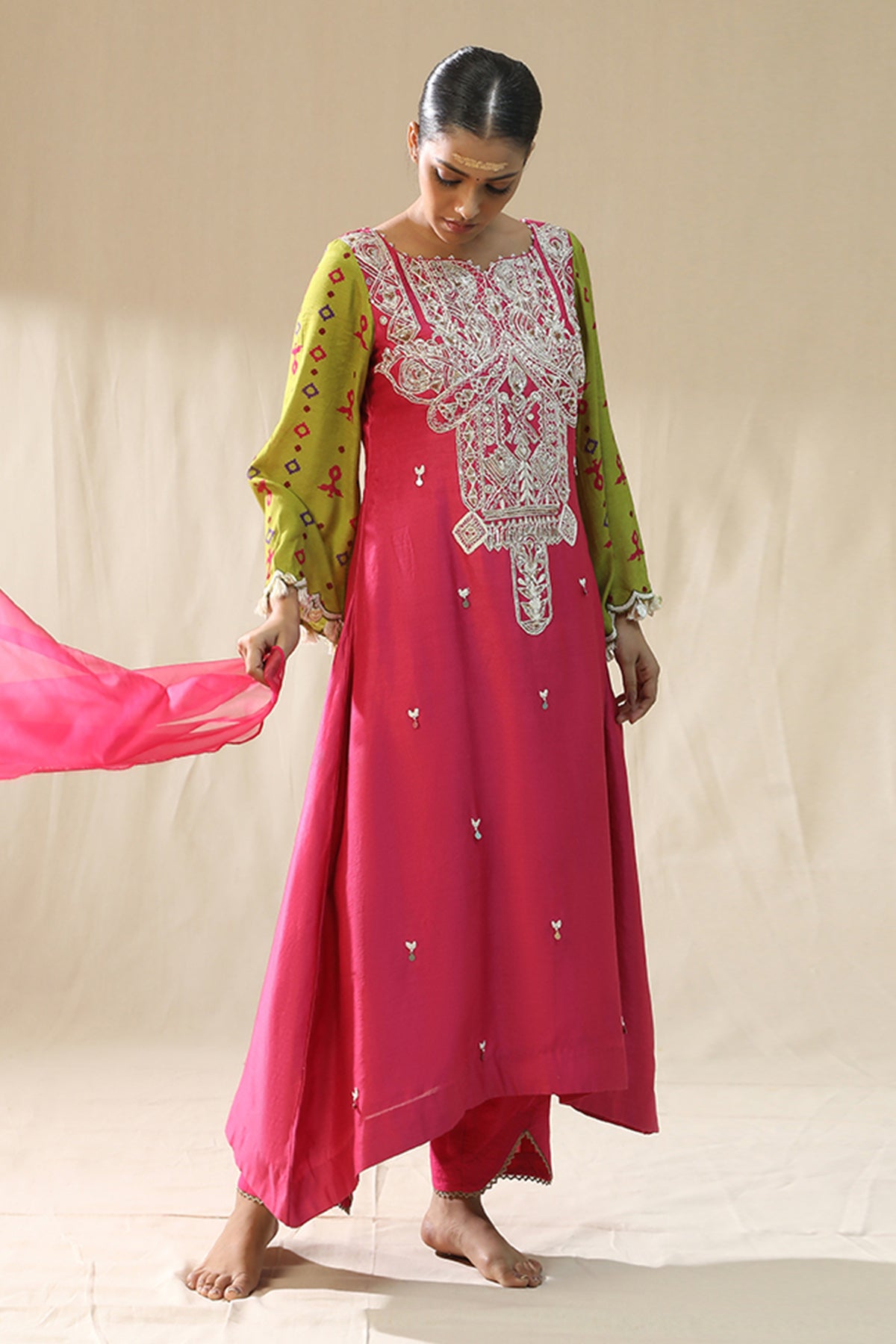 Multicolor Handpainted Kurta Set