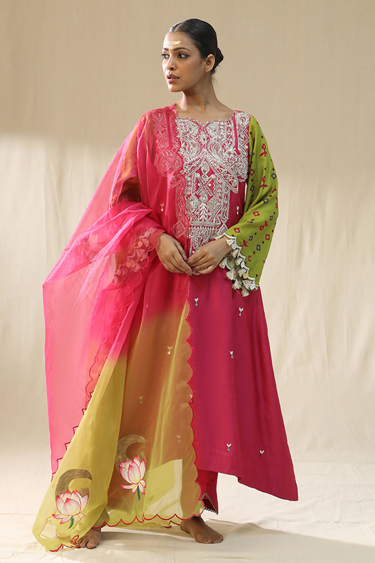 Multicolor Handpainted Kurta Set