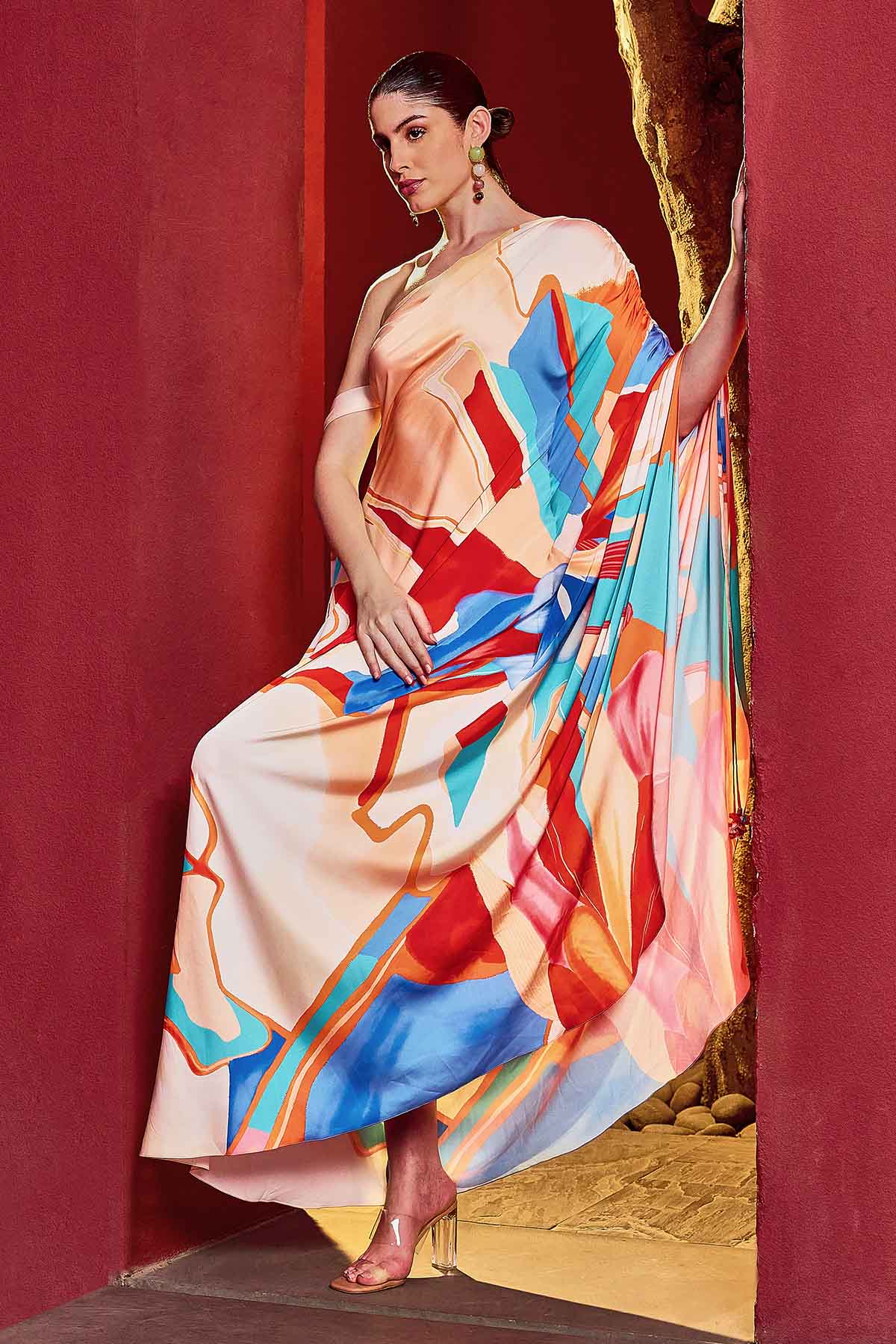 Multicolor High-Low Maxi Dress