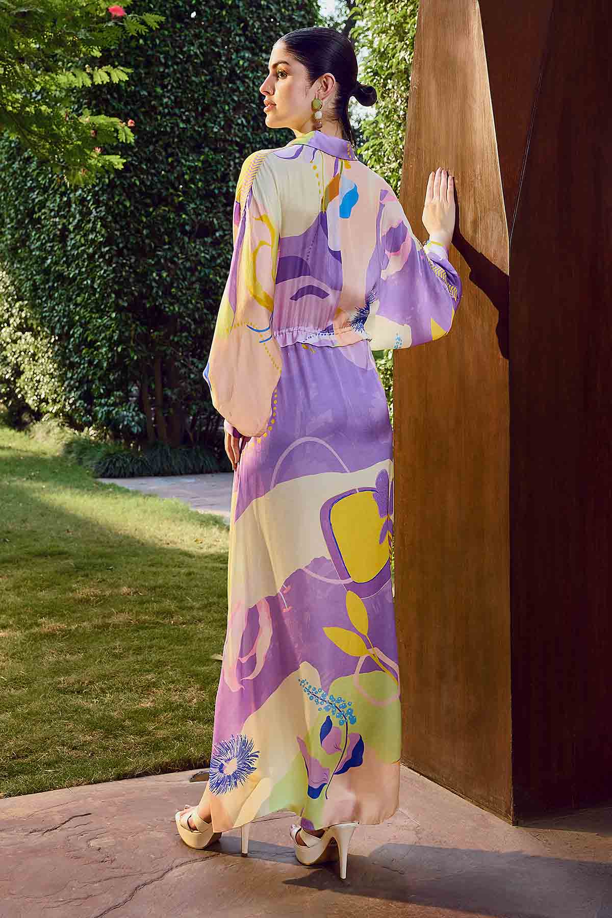 Multicolor High-Low Shirt Dress