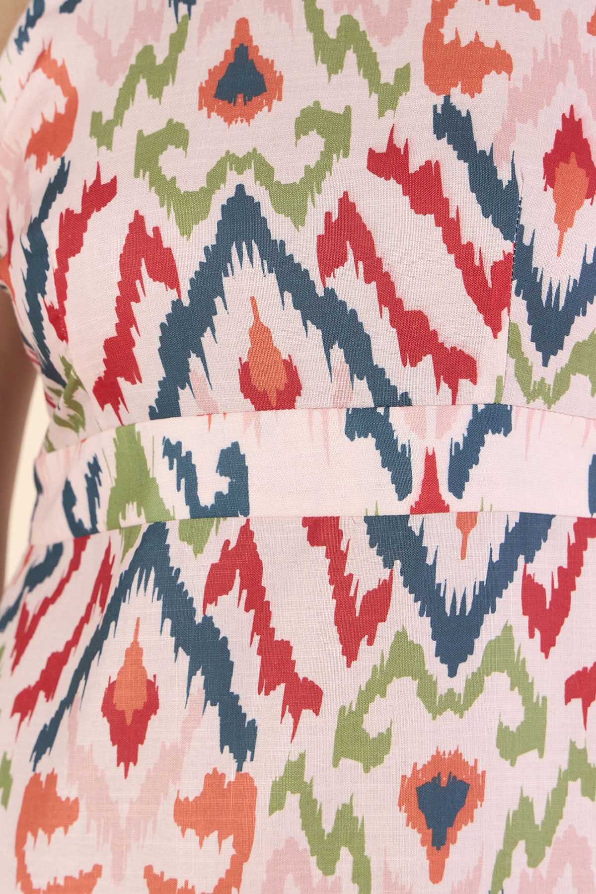 Multicolor High Neck Midi Dress