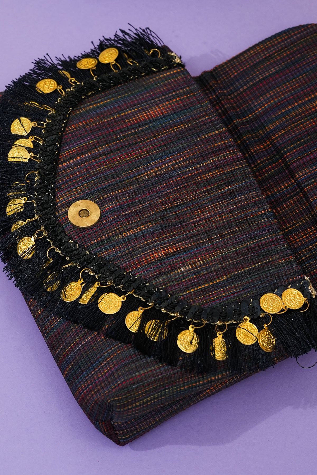 Multicolor Jacquard Bead Clutch