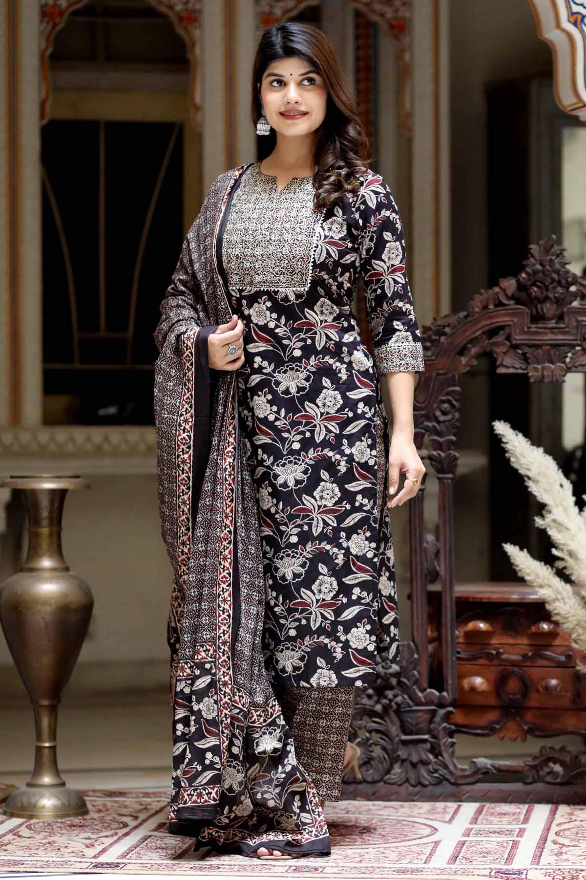 Buy Multicolor Jari Work Kurta Set by Miravan for women online at ScrollnShops